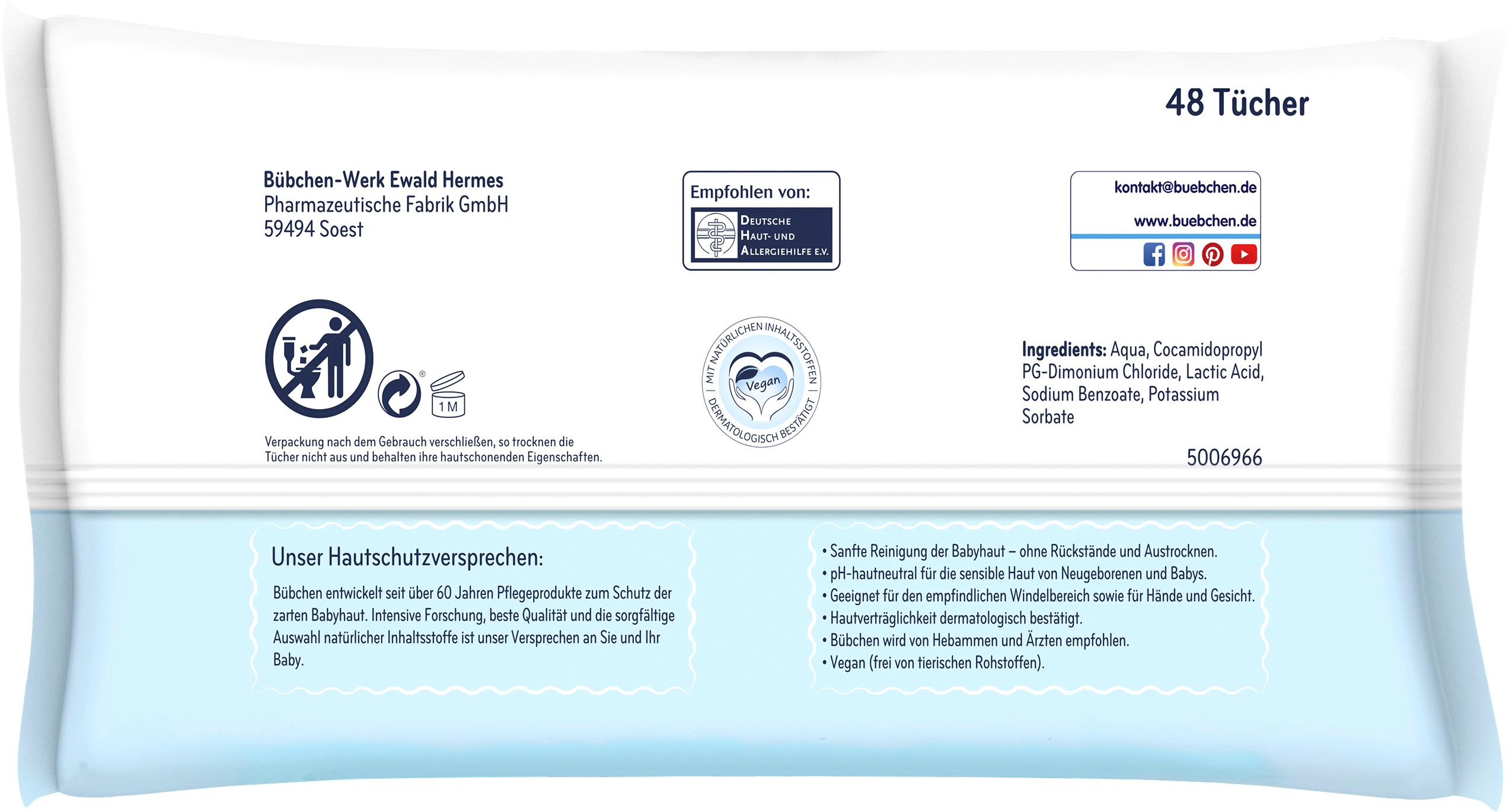 Produktbild BÜBCHEN Aqua Touch Feuchttücher Multipack 3x48 Stück 2 von 2