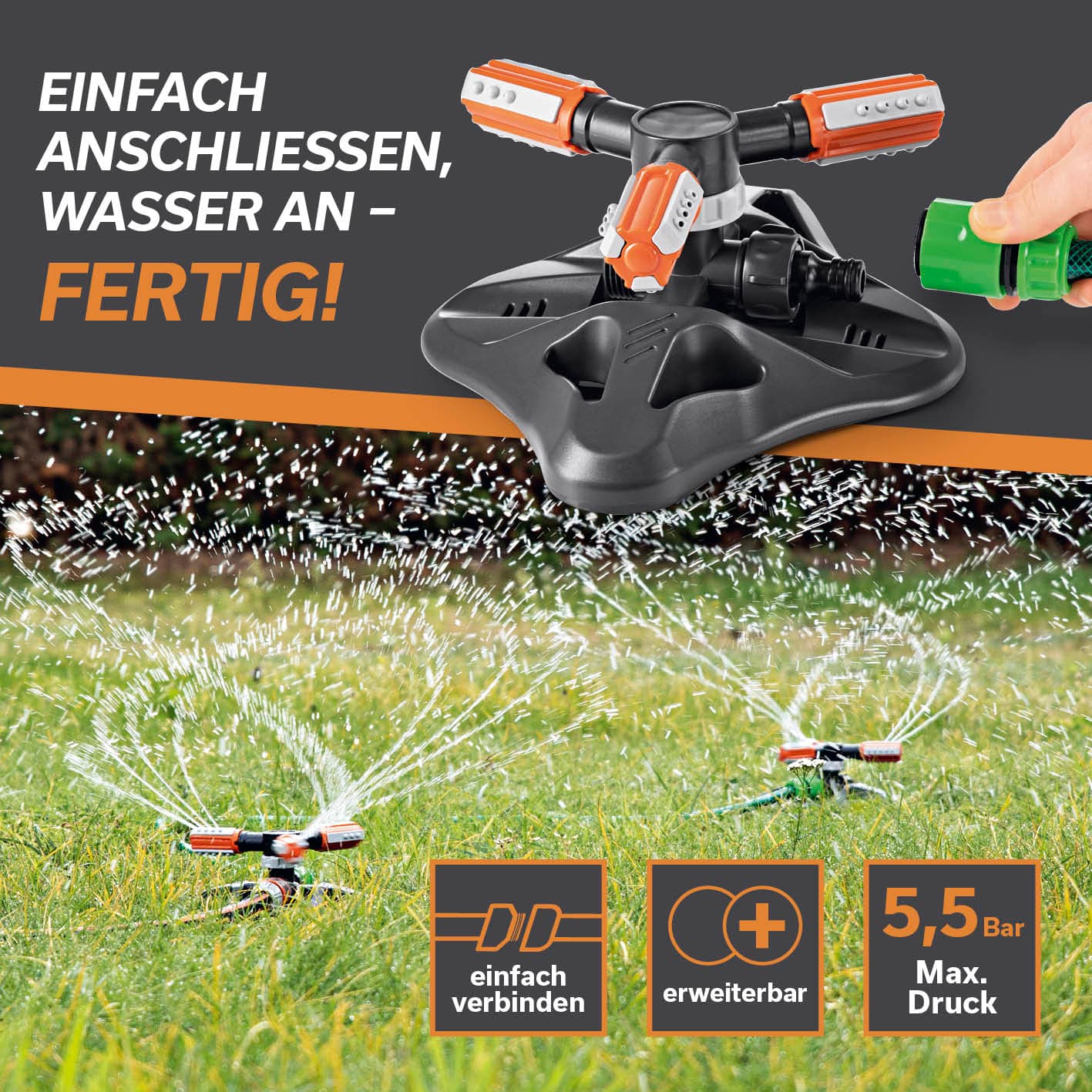 Produktbild EASYMAXX 360° Gartensprinkler 2er Pack 11 von 16