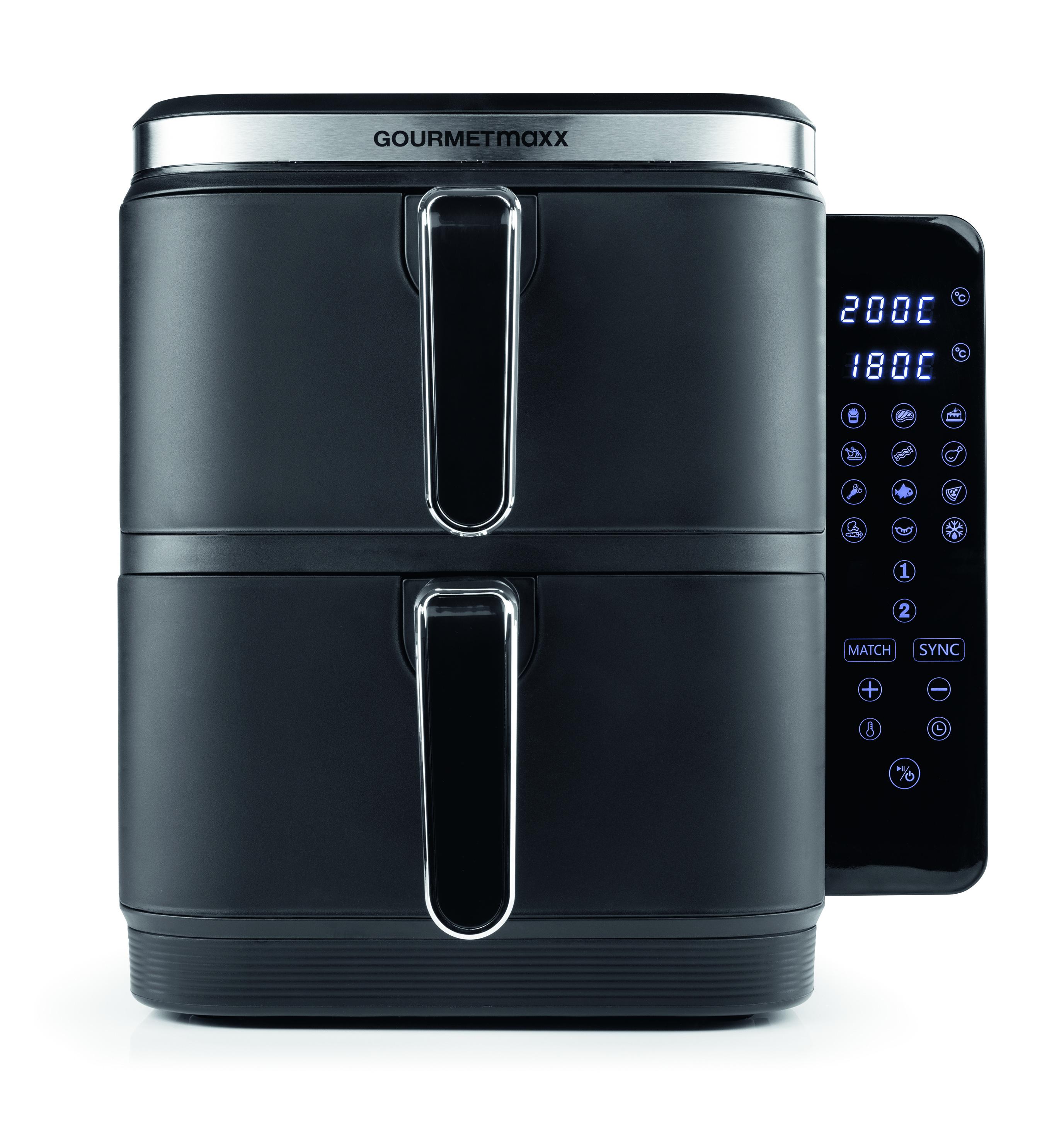 Produktbild GOURMETmaxx Heißluft-Fritteuse Doppelkorb 10l 2 von 9