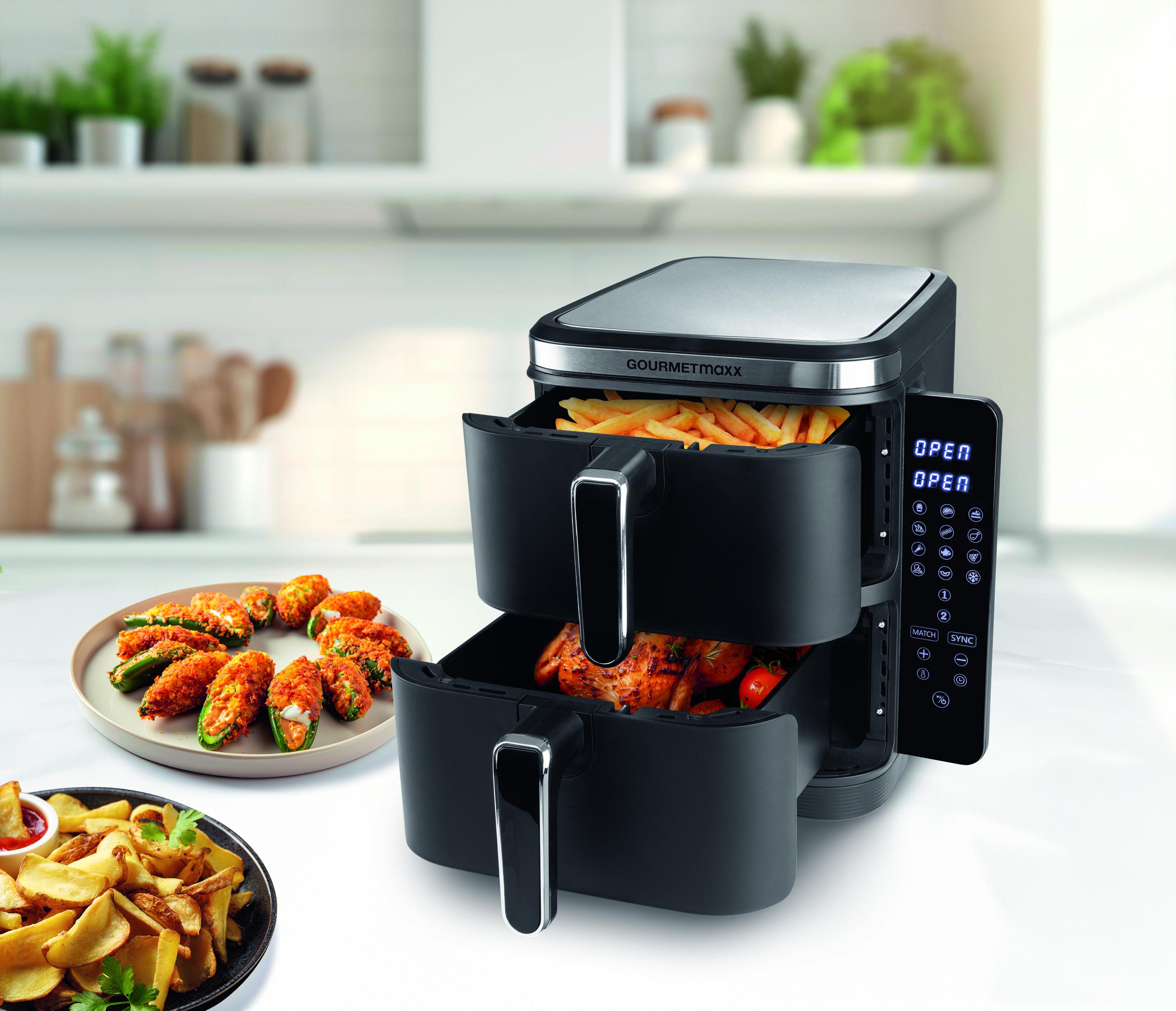 Produktbild GOURMETmaxx Heißluft-Fritteuse Doppelkorb 10l 5 von 9