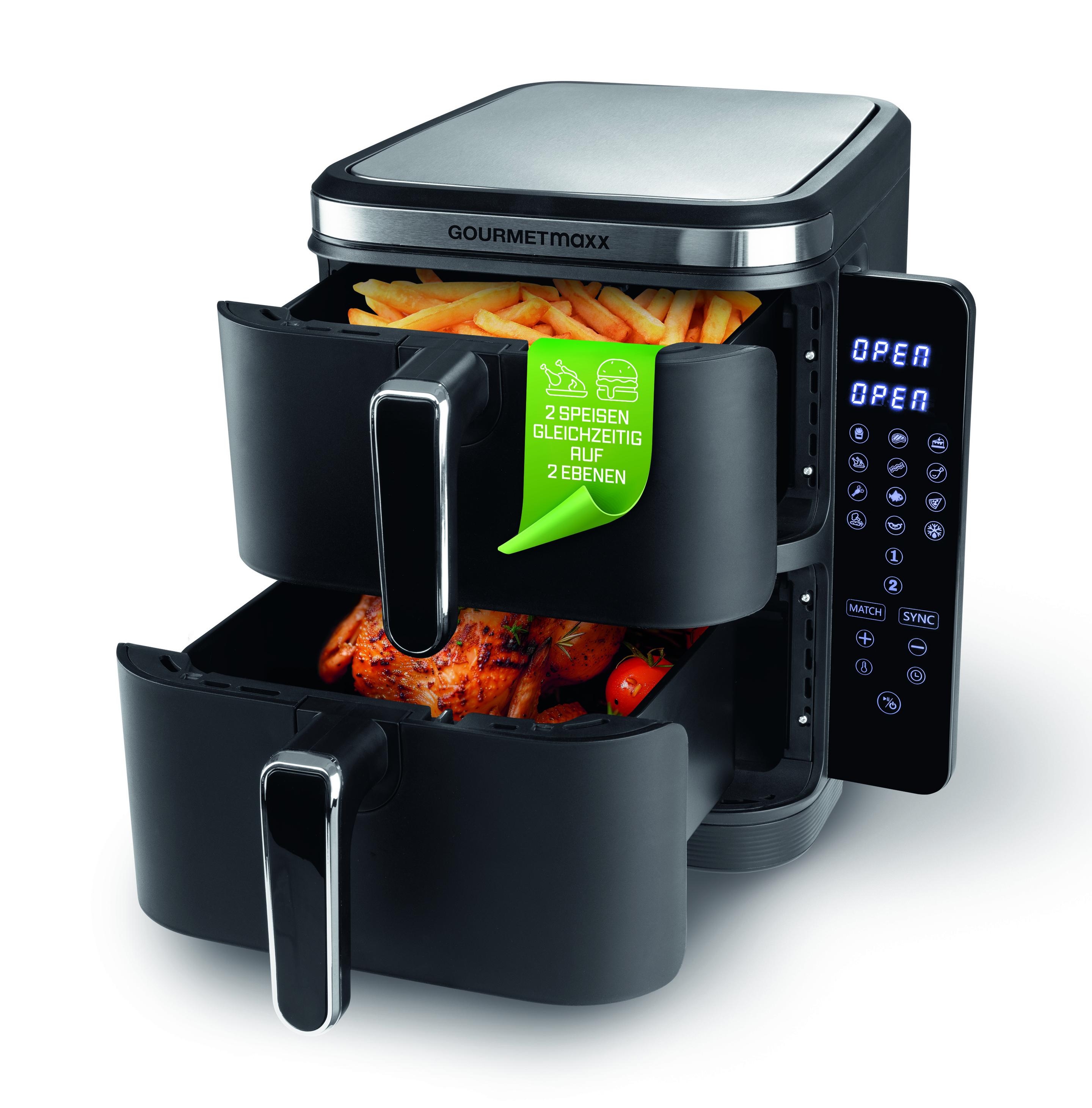 Produktbild GOURMETmaxx Heißluft-Fritteuse Doppelkorb 10l 8 von 9
