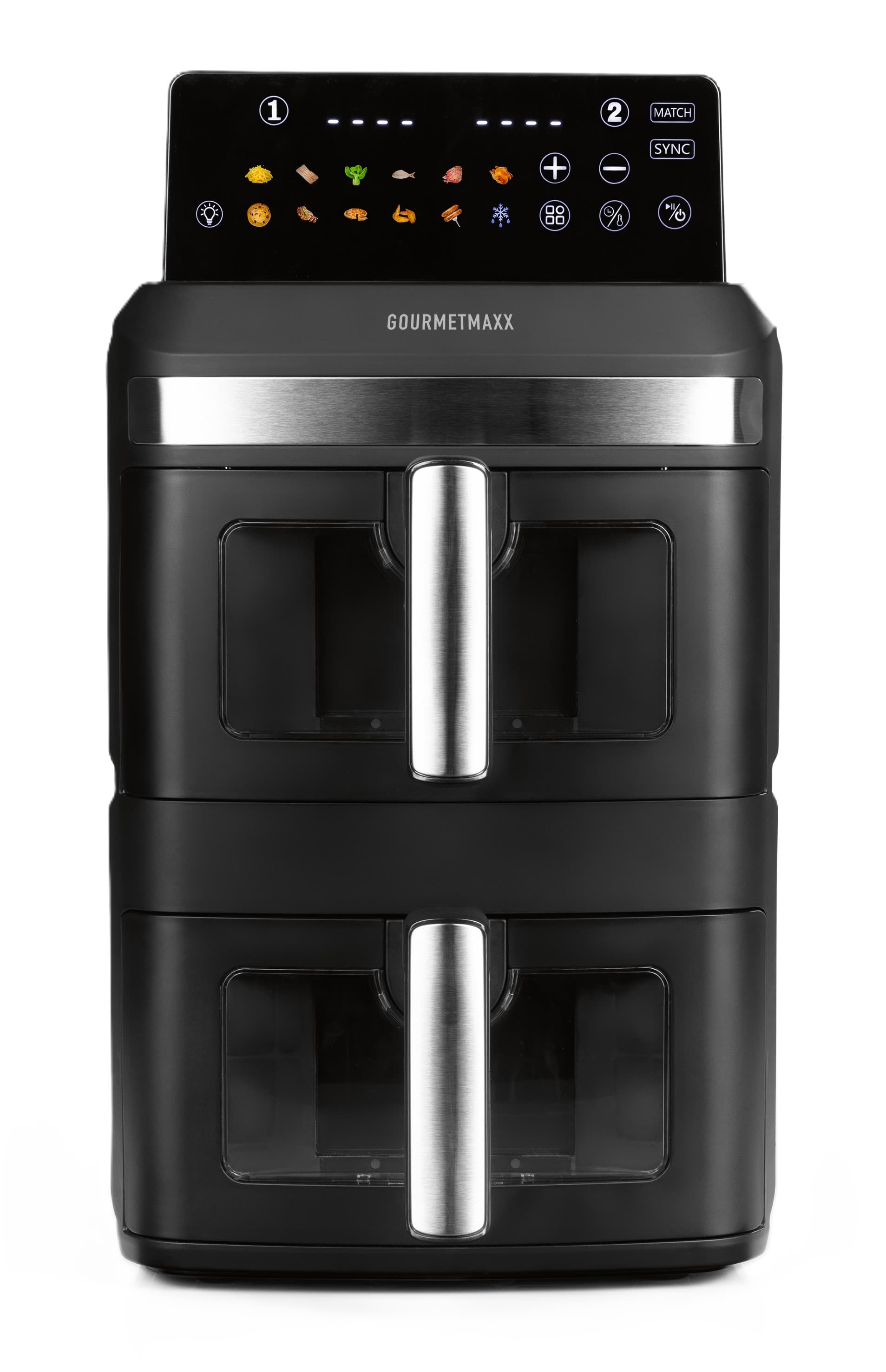 GOURMETMAXX Heißluftfritteuse FryUp XL Vertikale Doppelkammer 12l
