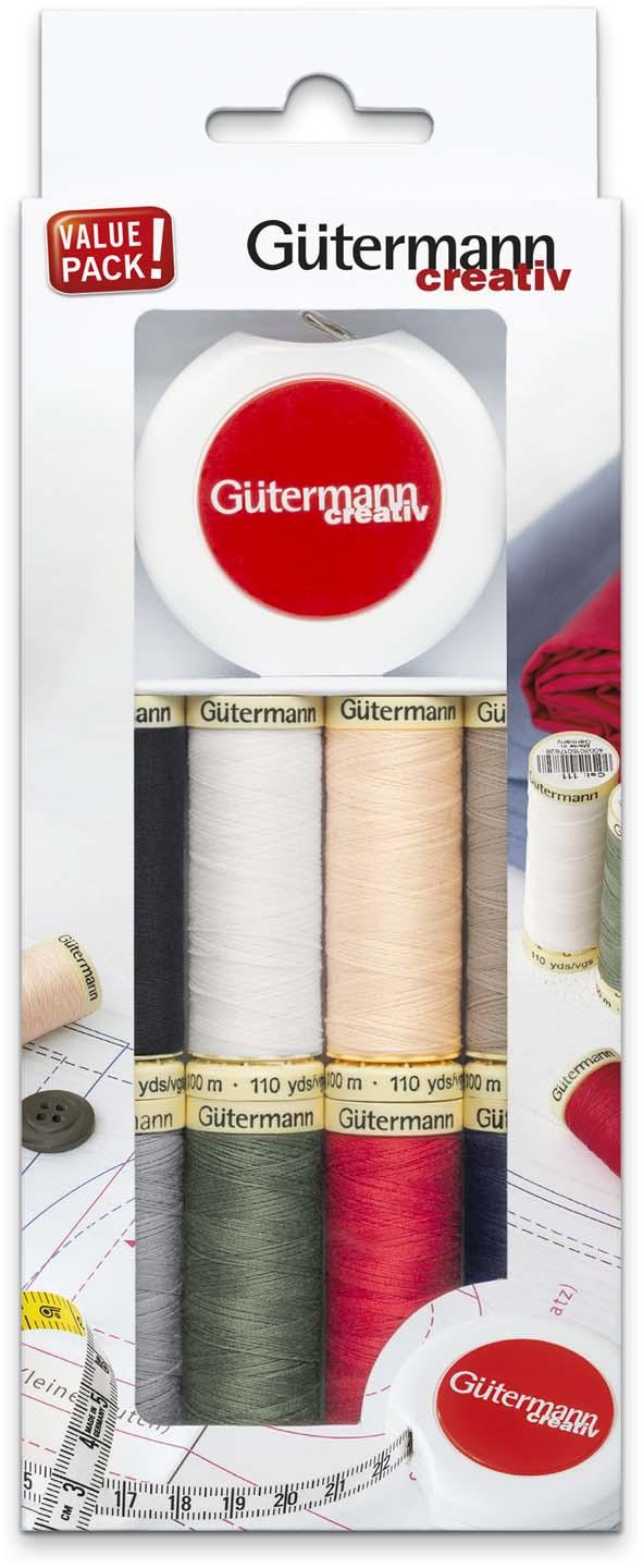 Gütermann Nähfadenbox mit Rollmaßband 9-tlg.