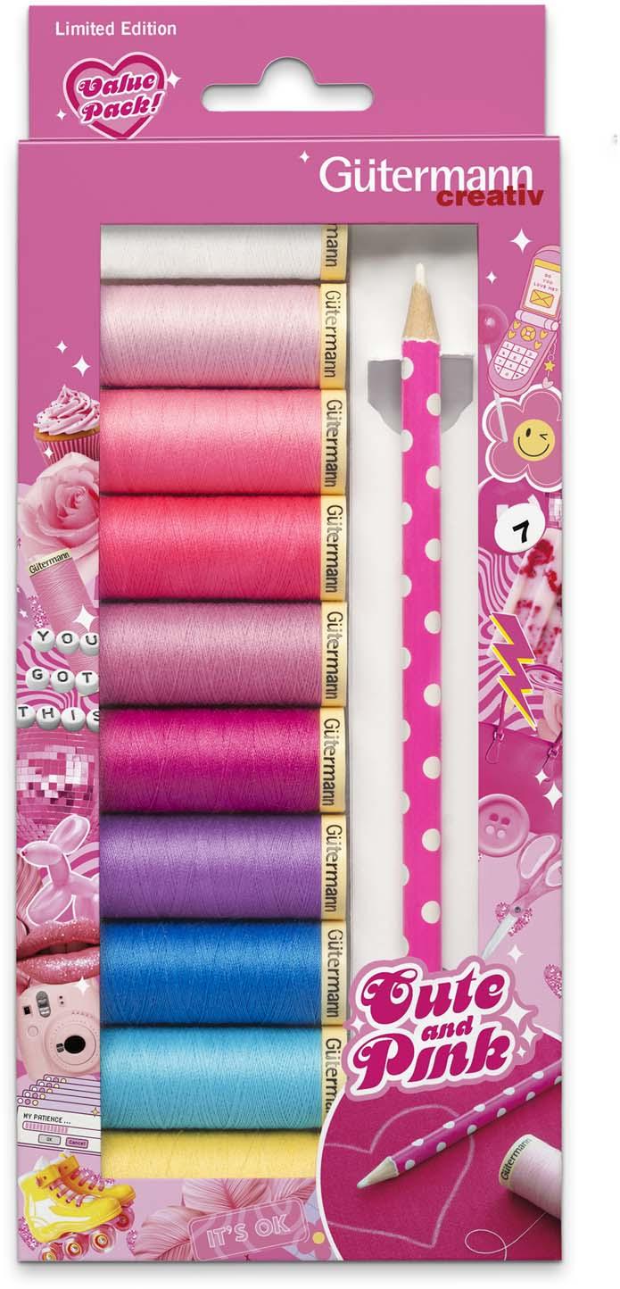 Gütermann Nähfadenbox Cute and Pink mit Markierstift 11-tlg.
