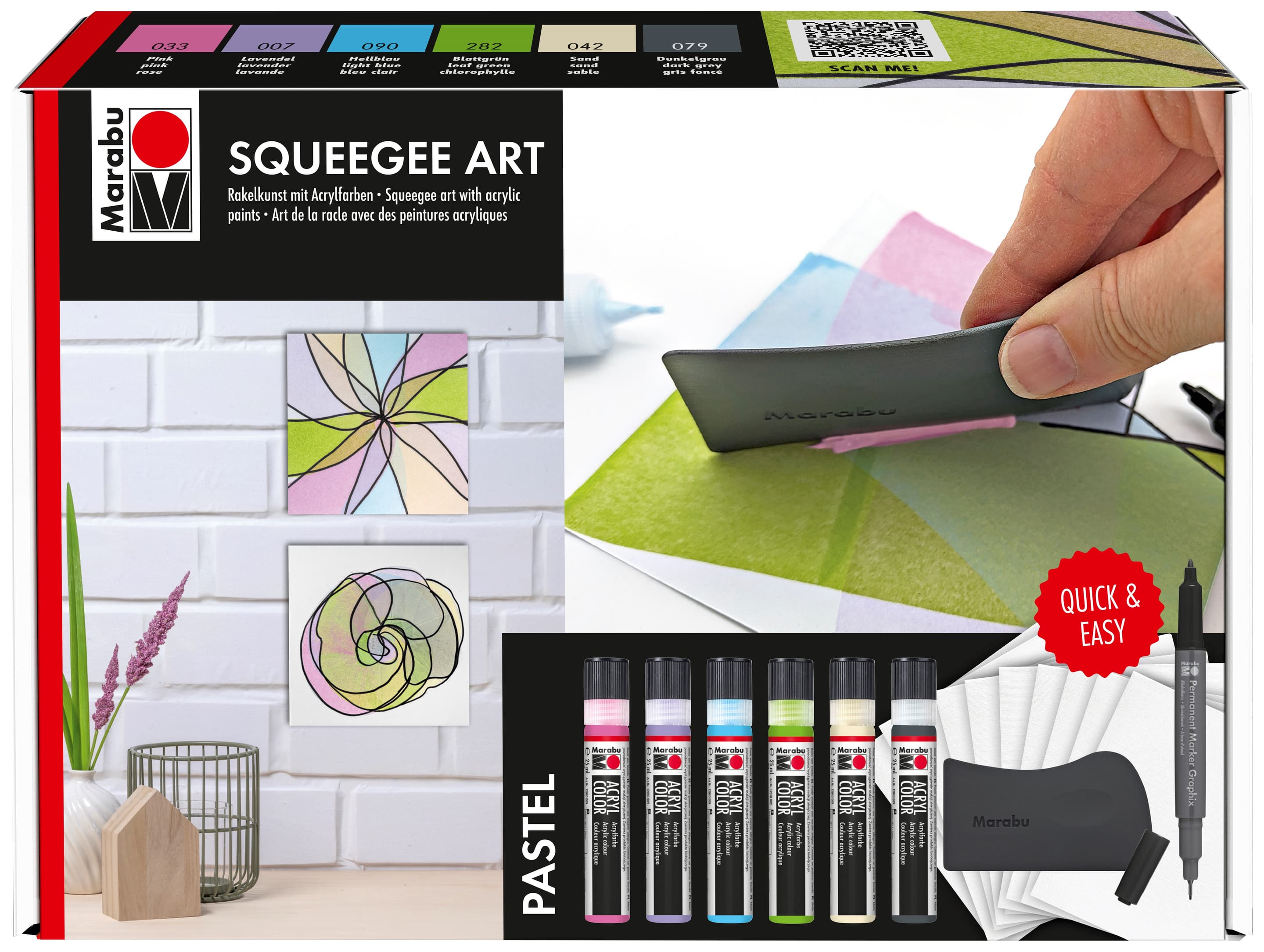 Marabu Acryl Color Squeegee Art Set Pastel FSC Mix