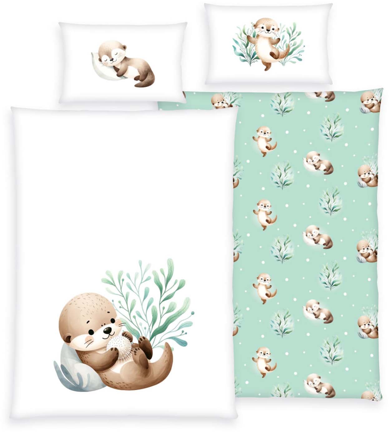BabyBest Kinderbettwäsche Schnuffelotter 40x60cm, 100x135cm