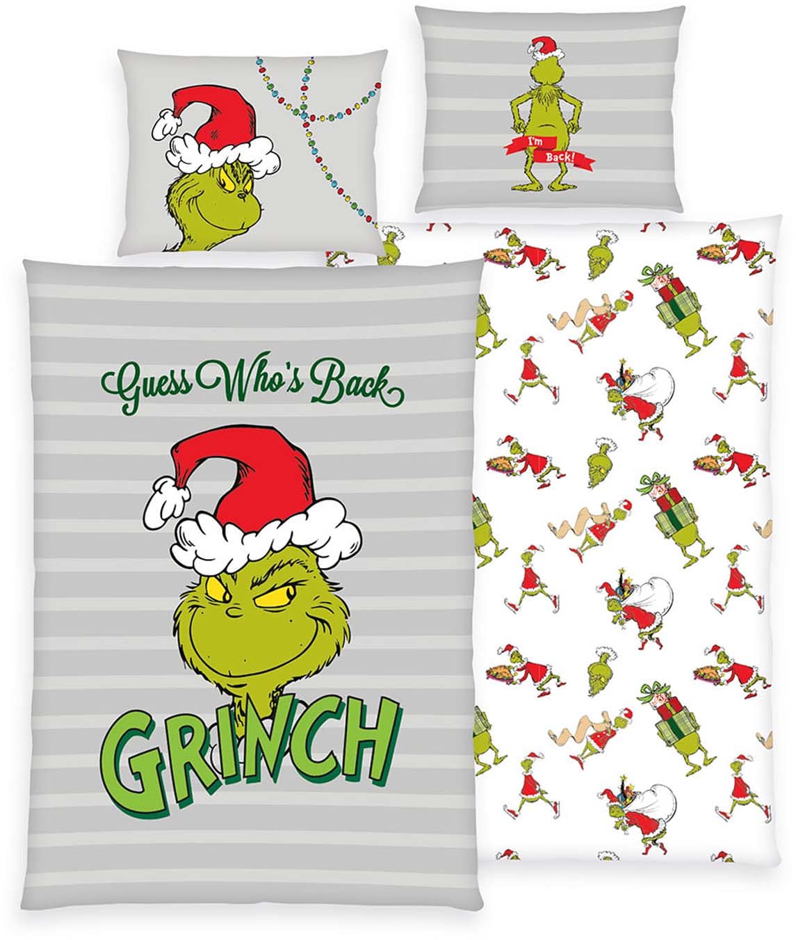Grinch Flanell Bettwäsche 80x80cm, 135x200cm