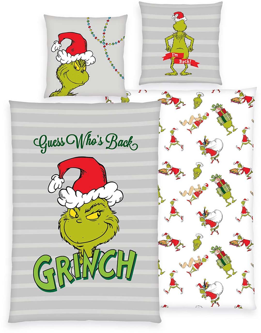 Grinch Flanell Bettwäsche 70x90cm, 140x200cm