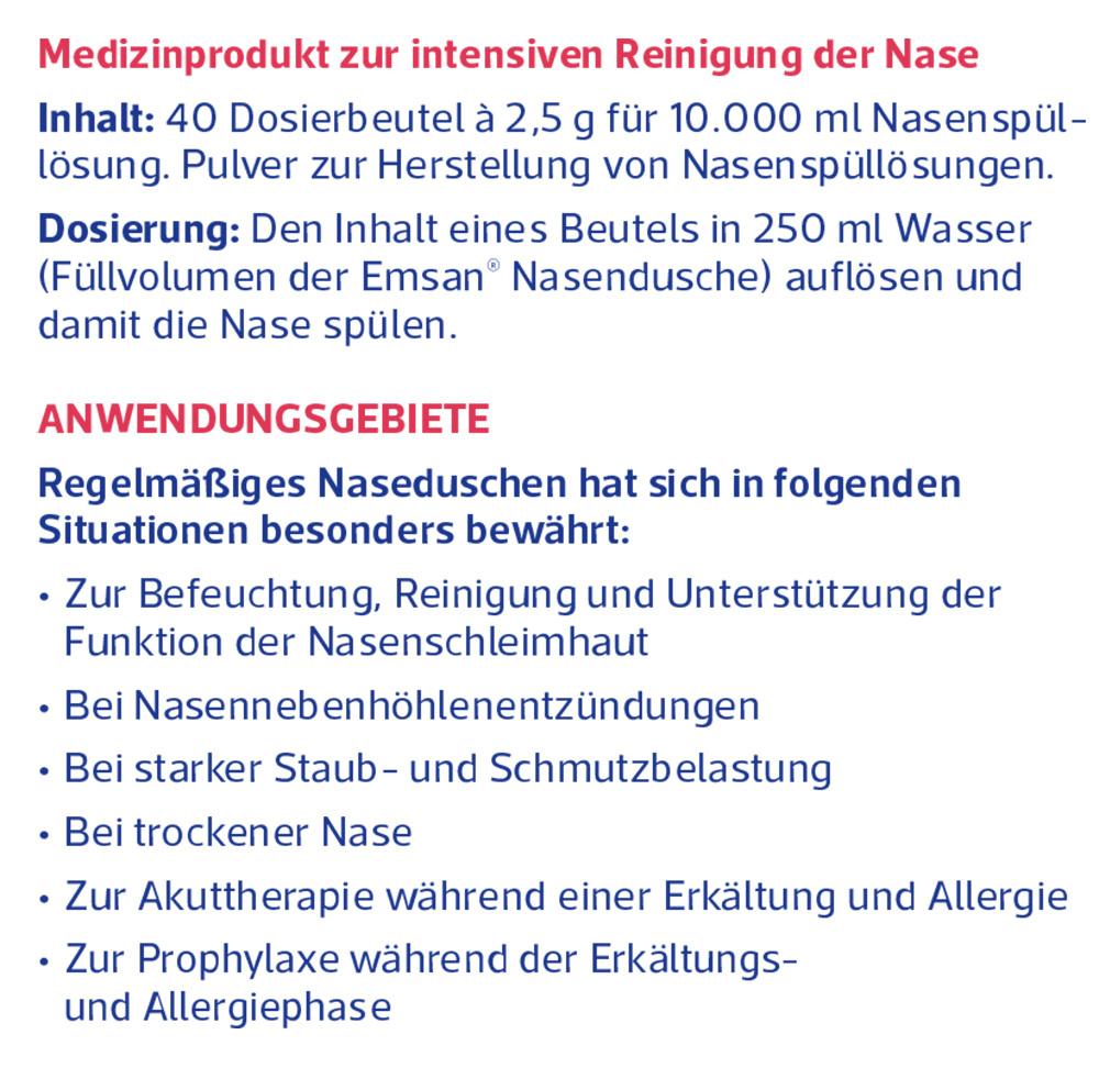 Produktbild Emsan® Nasenspülsalz multimineral reinigt Ihre Nase auf gründliche und schonende Weise bei Schnupfen + Pollenallergie. 5 von 6