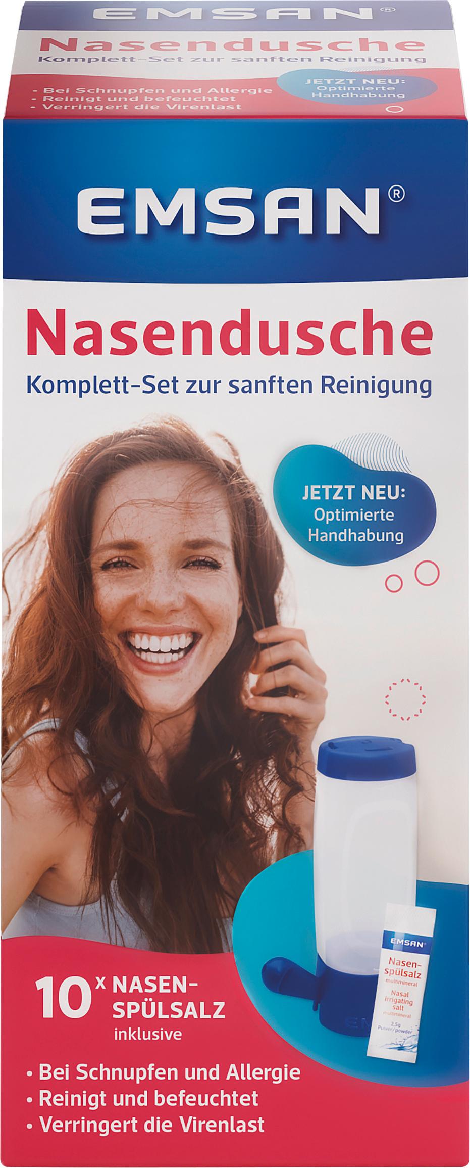 Emsan Nasendusche Komplett-Set + 10 Beutel Nasenspülsalz