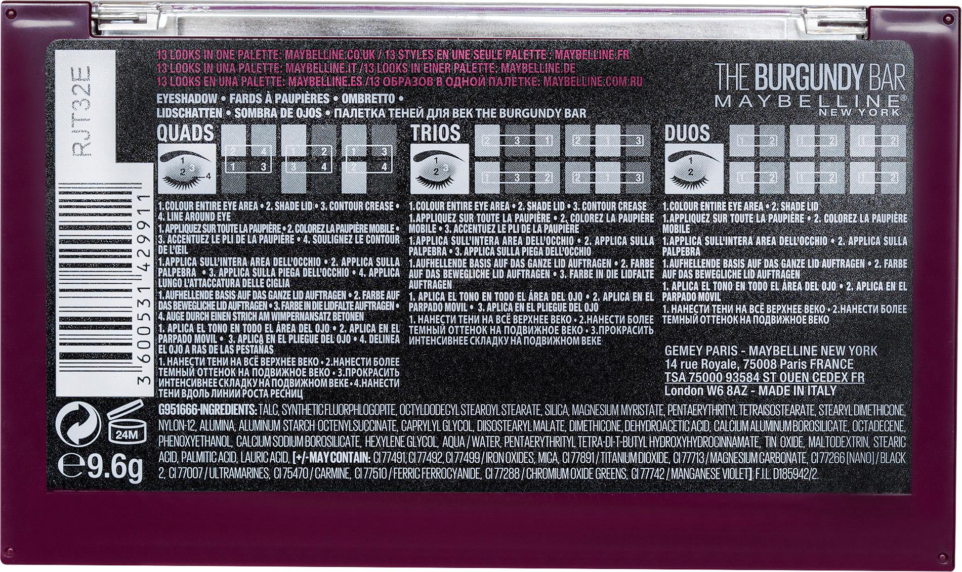 Produktbild MAYBELLINE NEW YORK Lidschatten Palette The Burgundy Bar 2 von 3