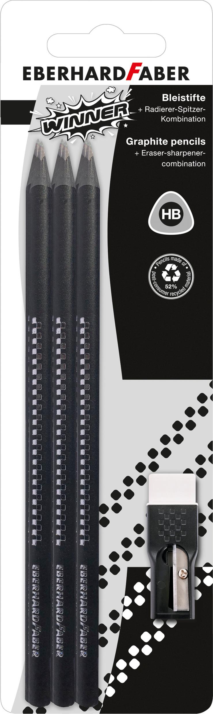 EBERHARD FABER  Winner Bleistift HB mit Radierer-Spitzer Kombination