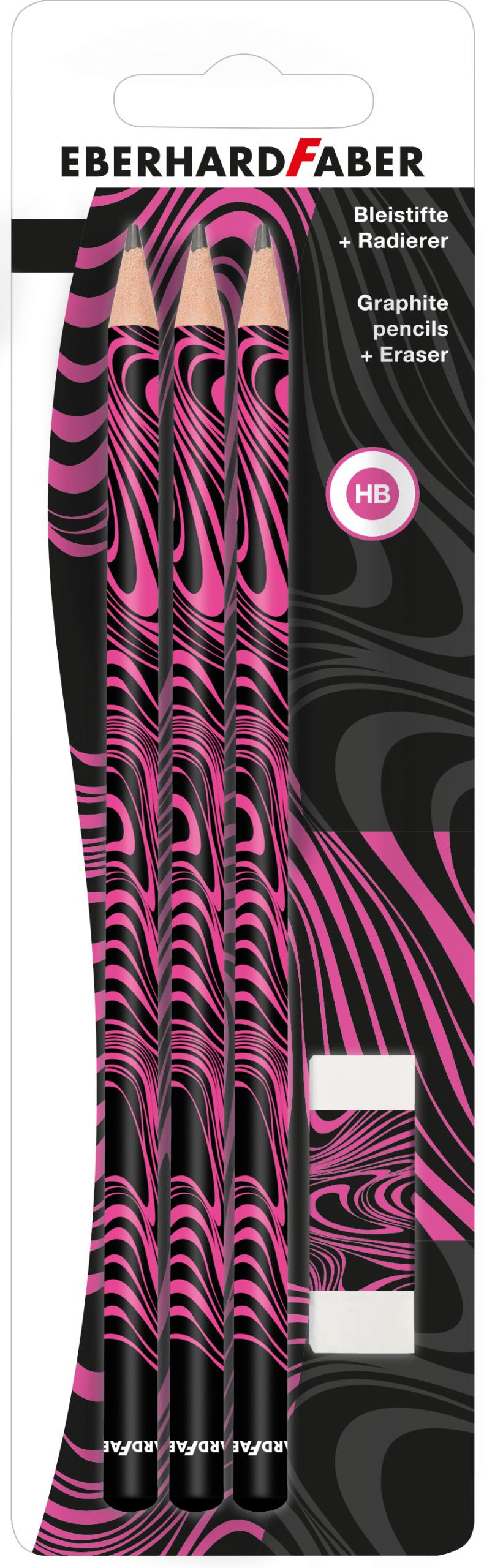 EBERHARD FABER Bleistifte+Radierer neon pink/schwarz BK
