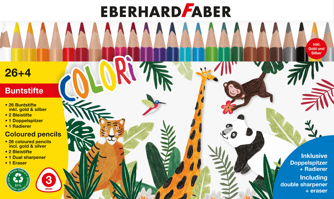 EBERHARD FABER Buntstifte Colori Radierer Spitzer 30er