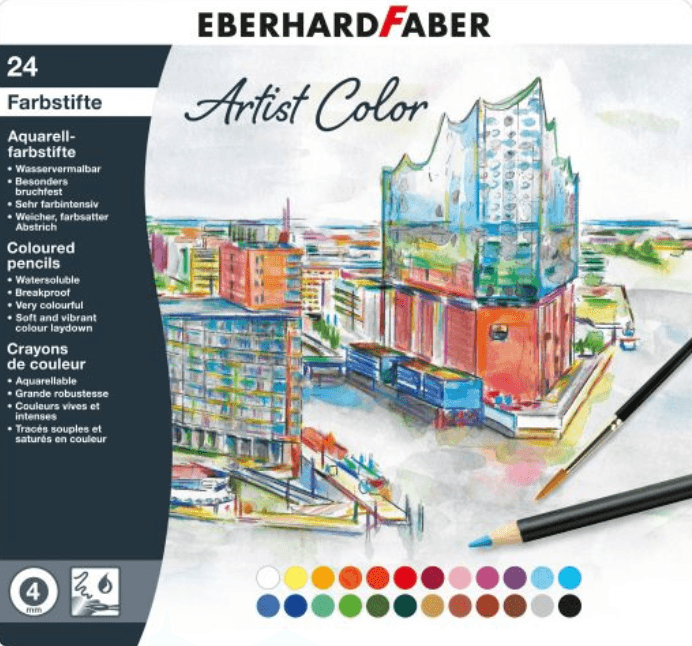 EBERHARD FABER Aquarellstift Buntstift 24er Metalletui + Pinsel