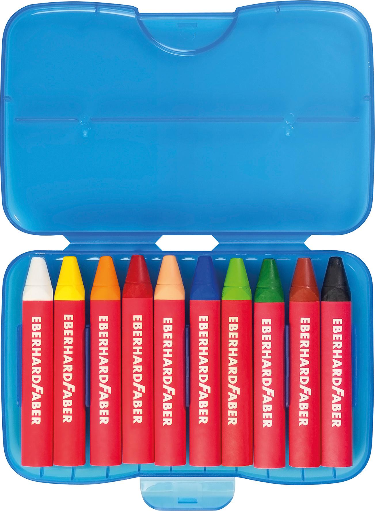 Produktbild EBERHARD FABER Wachsmalkreiden dreiflächig 8+2 Plastikbox 2 von 2