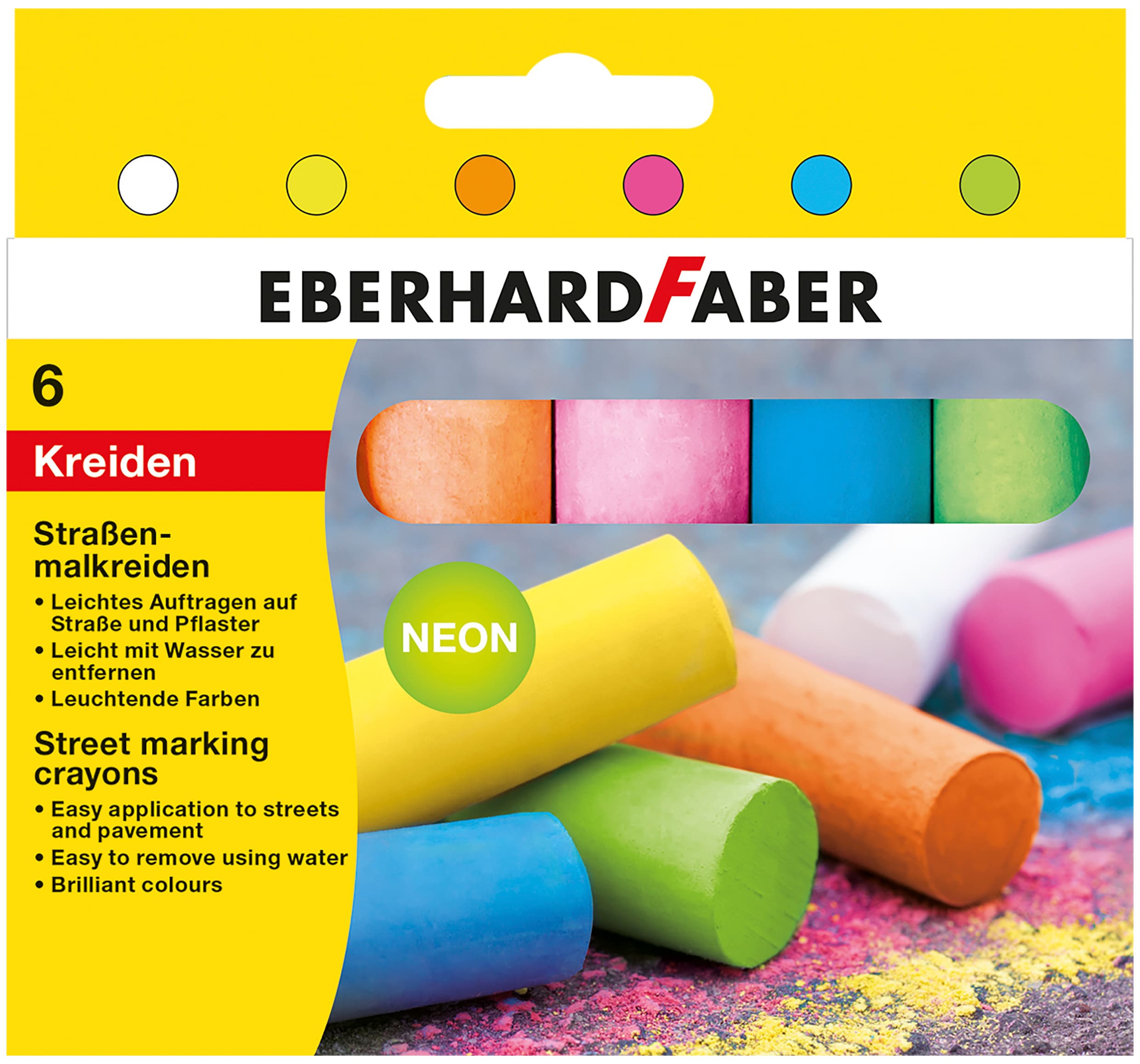 EBERHARD FABER Straßenmalkreiden Neon Kartonetui mit 6 Farben