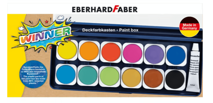 EBERHARD FABER 12er  Deckfarbkasten mit Deckweiss 