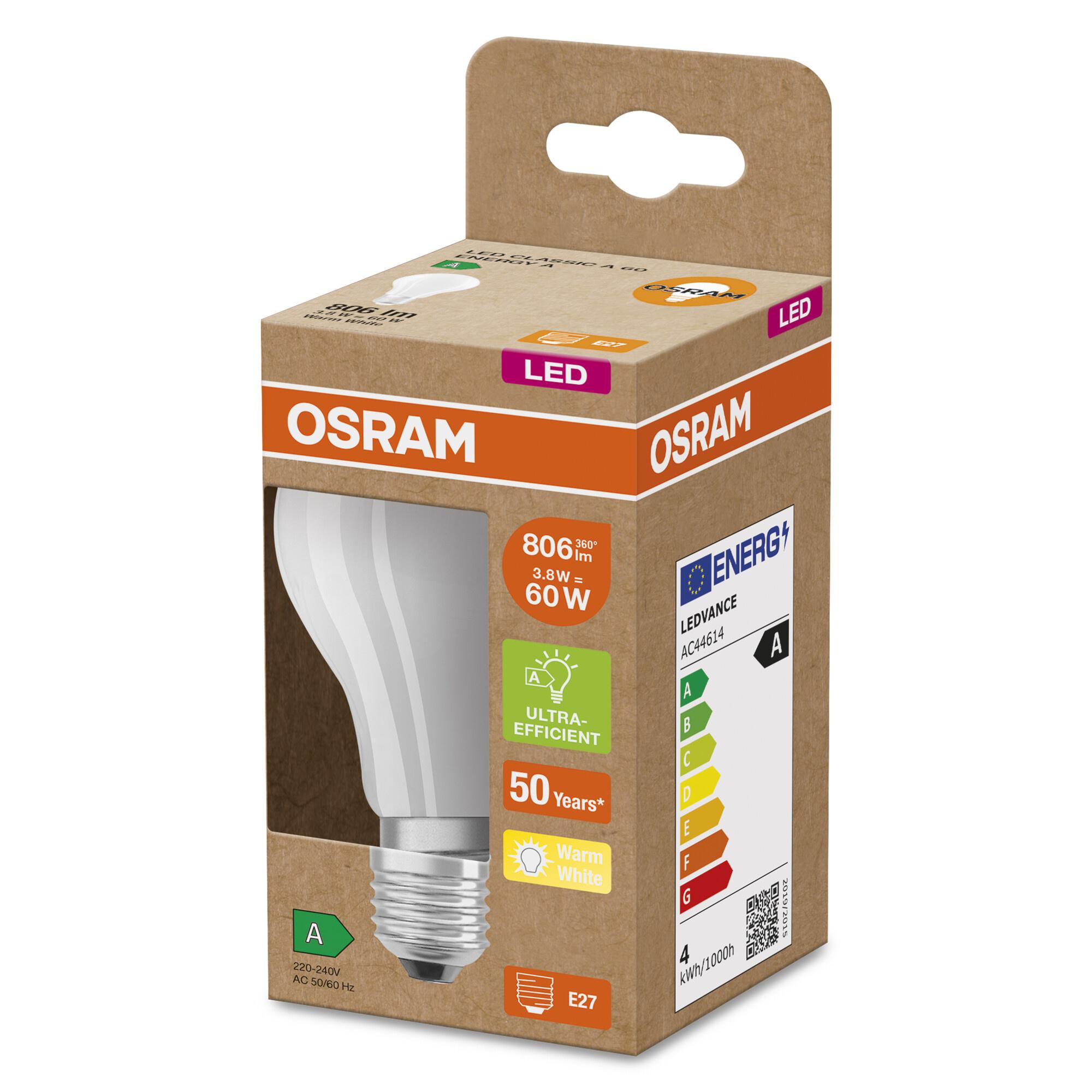 Produktbild OSRAM LED LAMPS ENERGY CLASS A ENERGY EFFICIENCY FILAMENT CLASSIC A 60  4 Watt/3000 K E27 2 von 5