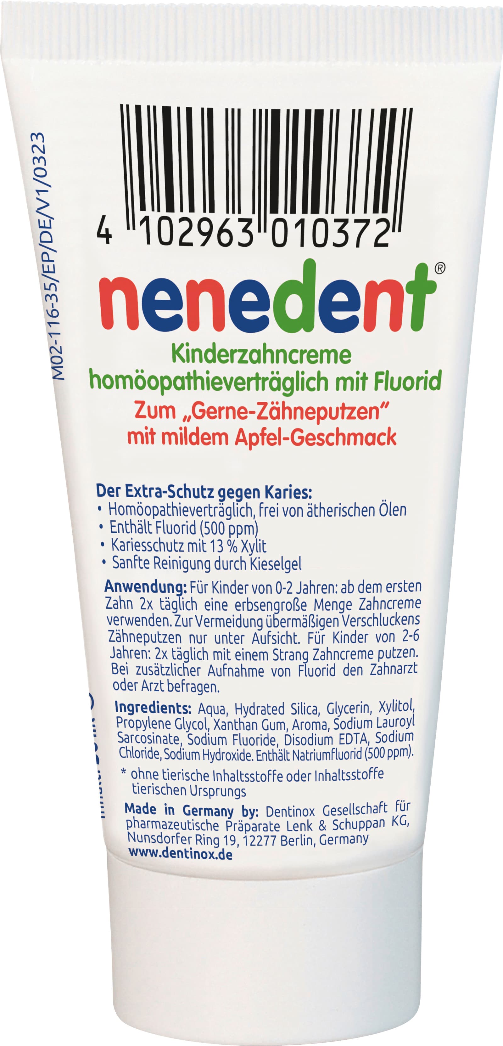 Produktbild Nenedent Kindzahncreme homöopathieverträglich mit Fluorid 2 von 3