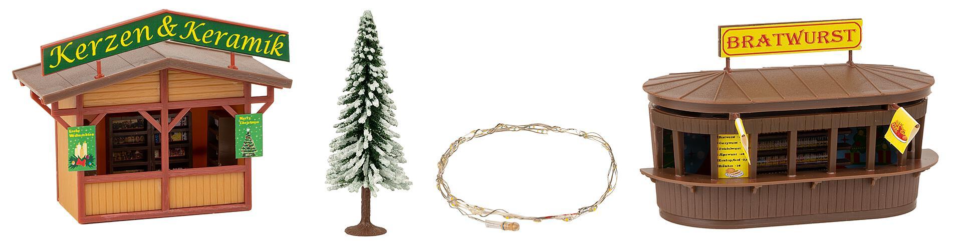 Produktbild Faller 134002 - H0 - 2 Weihnachtsmarktbuden mit beleuchtetem Weihnachtsbaum 3 von 3
