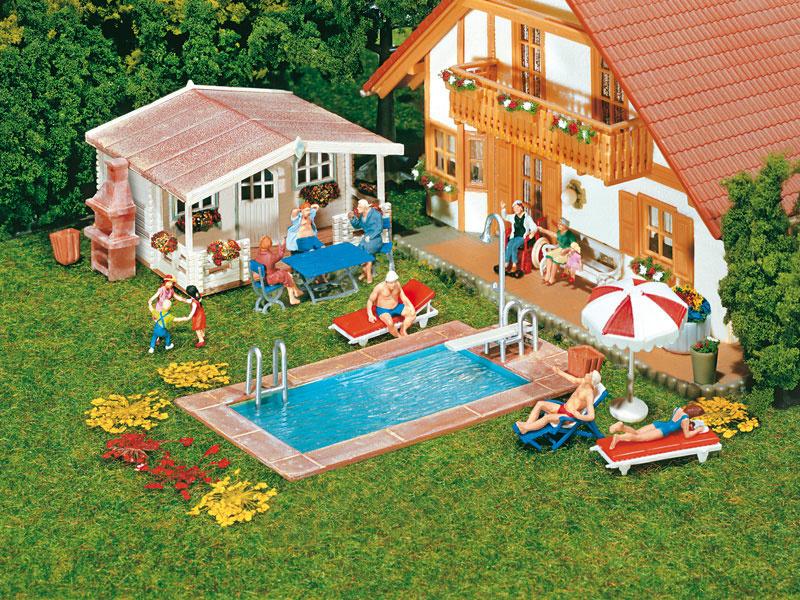 Faller 180542 - H0 - Swimming-Pool + Gartenhaus