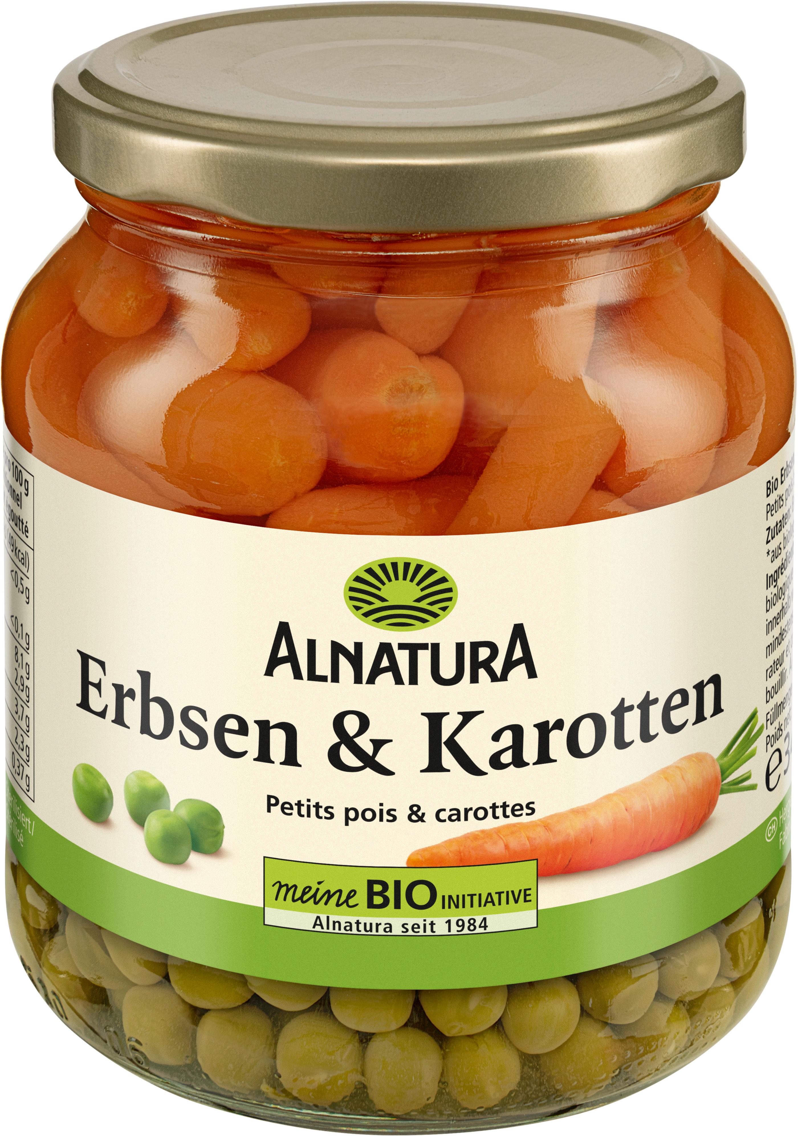 Alnatura Bio Erbsen und Karotten, Glas