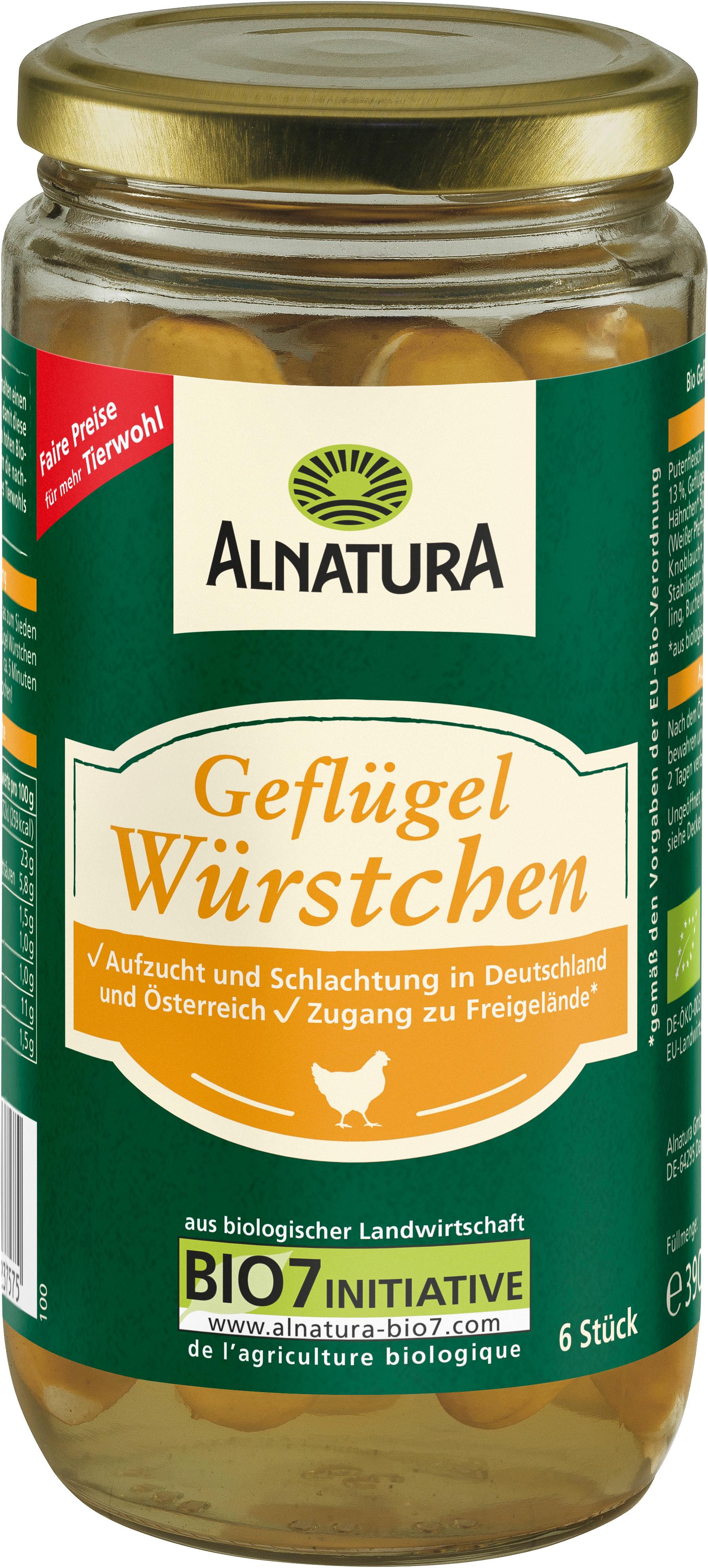 Alnatura Bio Geflügelwürstchen, Glas