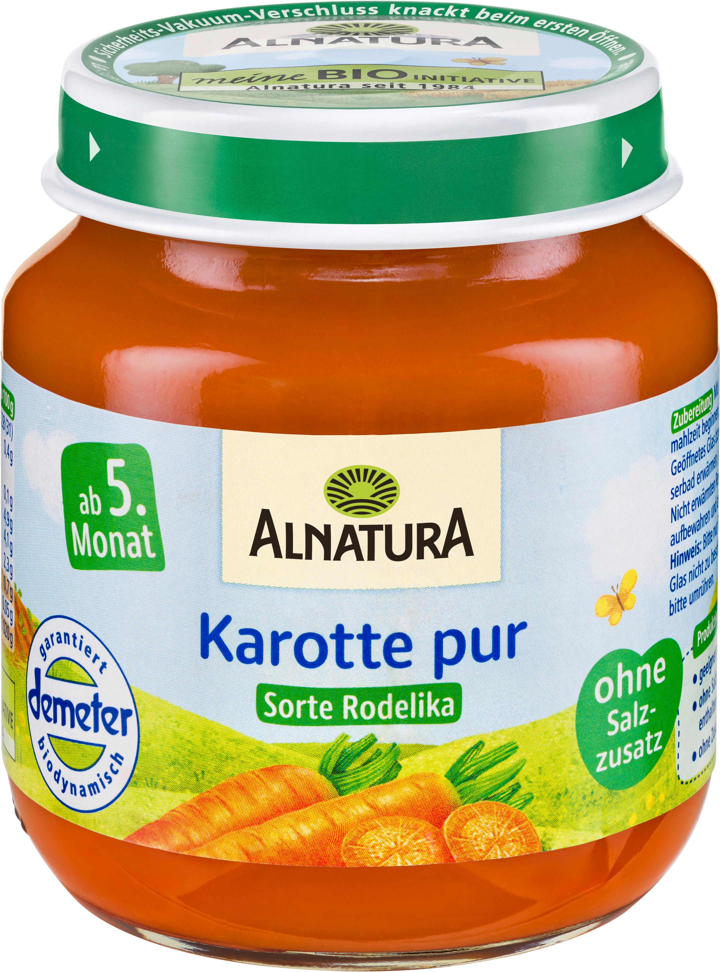Alnatura Bio Karotte pur Sorte Rodelika, Babygläschen (nach 4. Mon.)