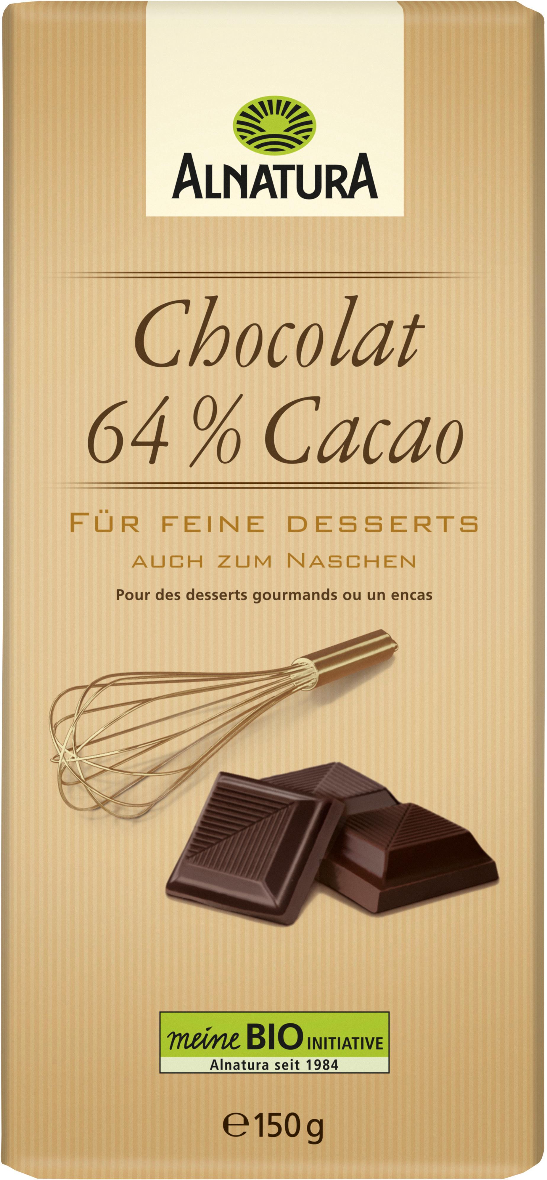 Alnatura Bio Chocolat 64%, Zartbitterschokolade für Desserts