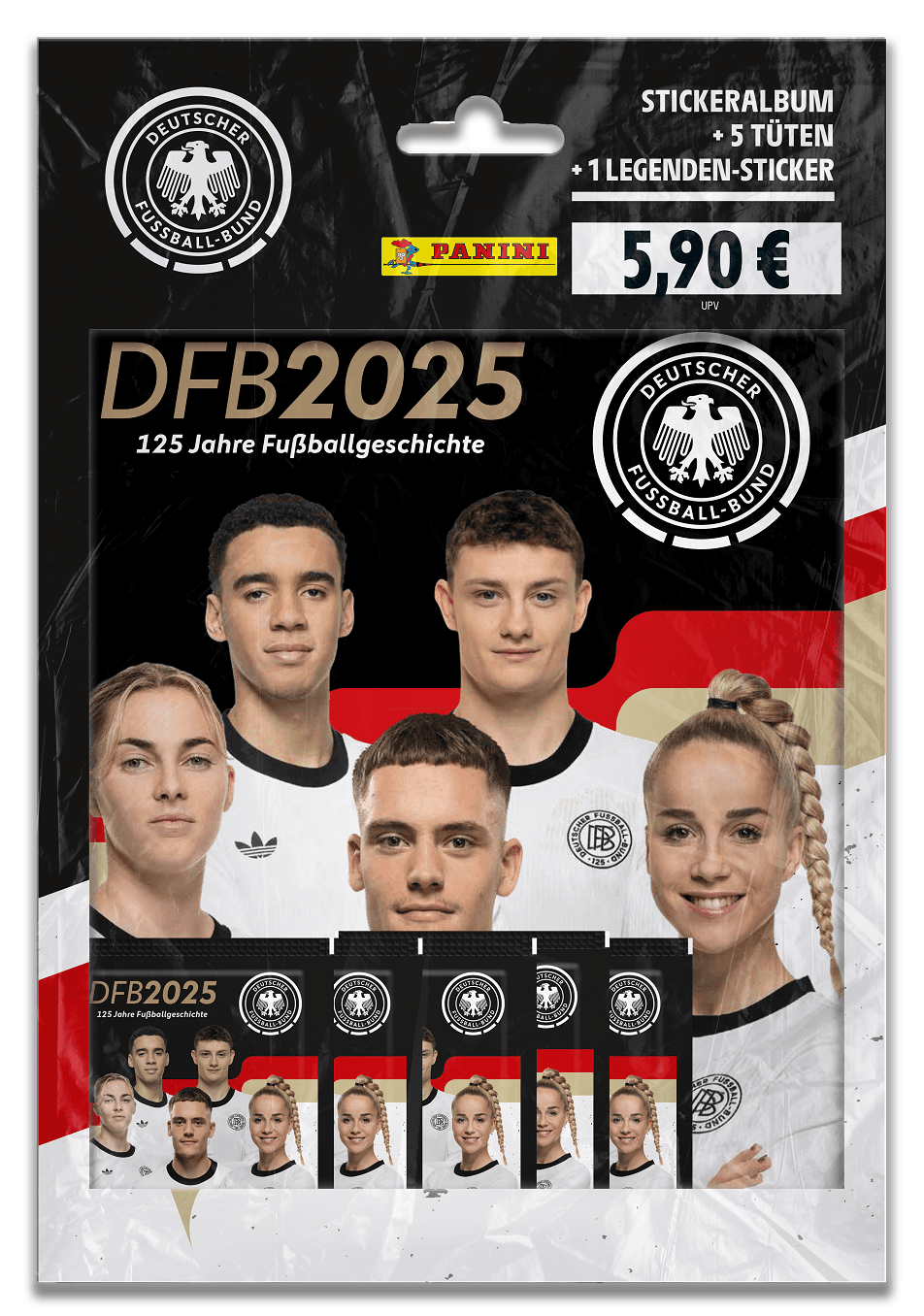 Panini - 125 Jahre DFB 2025 Starter Set mit Album, 5 Tüten und Legends Sticker