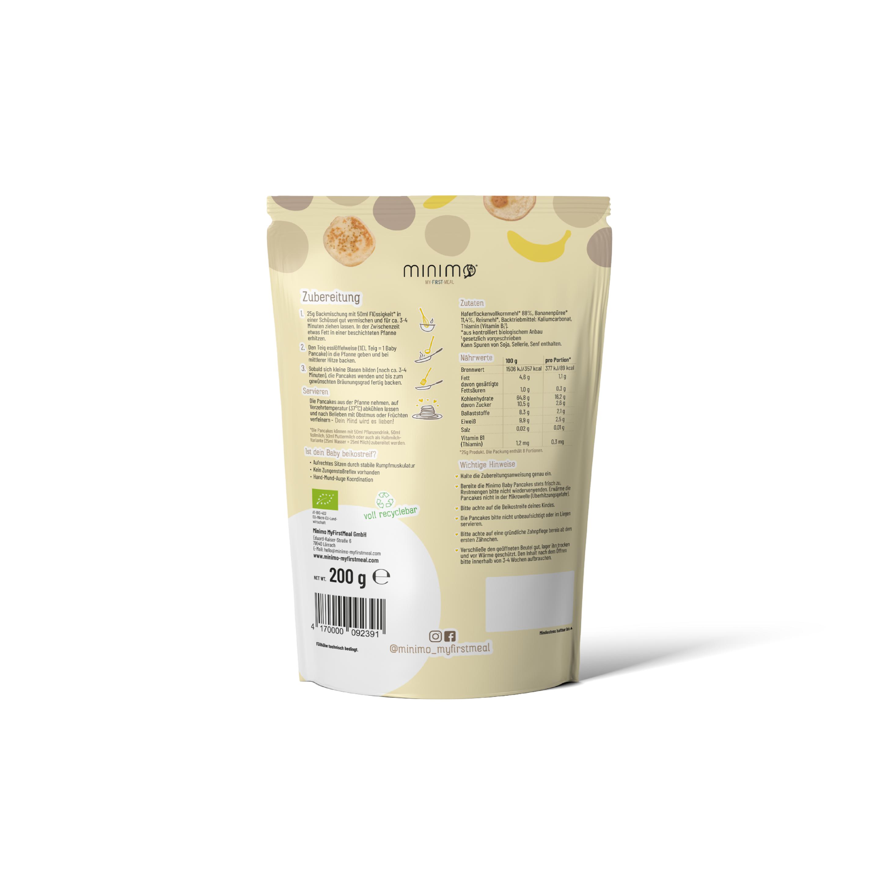 Produktbild minimo Bio Baby Pancakes Hafer Banane 2 von 2