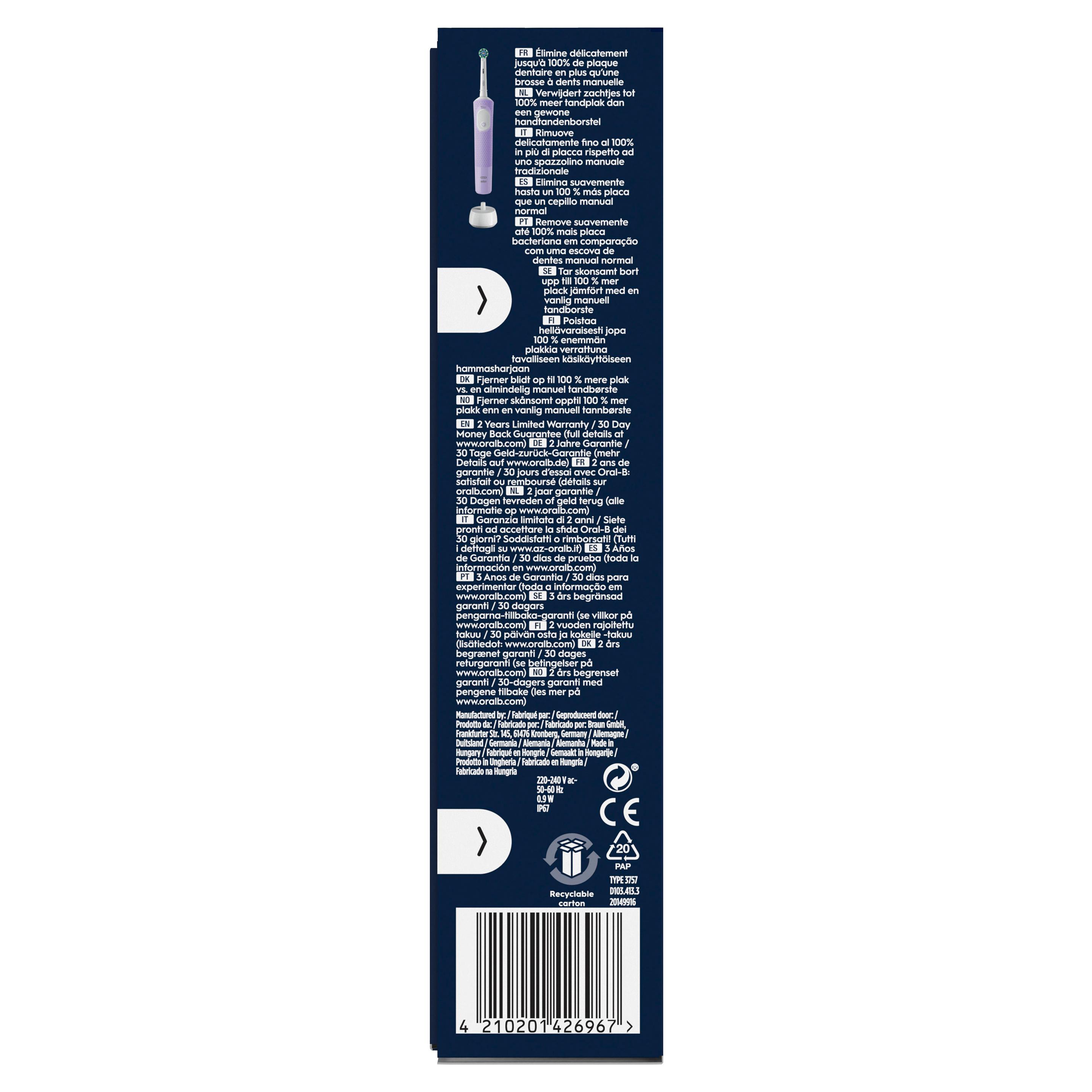 Produktbild Oral-B Elektrische Zahnbürste Vitality Pro D103 Hangable Box Lilac Violet 8 von 13