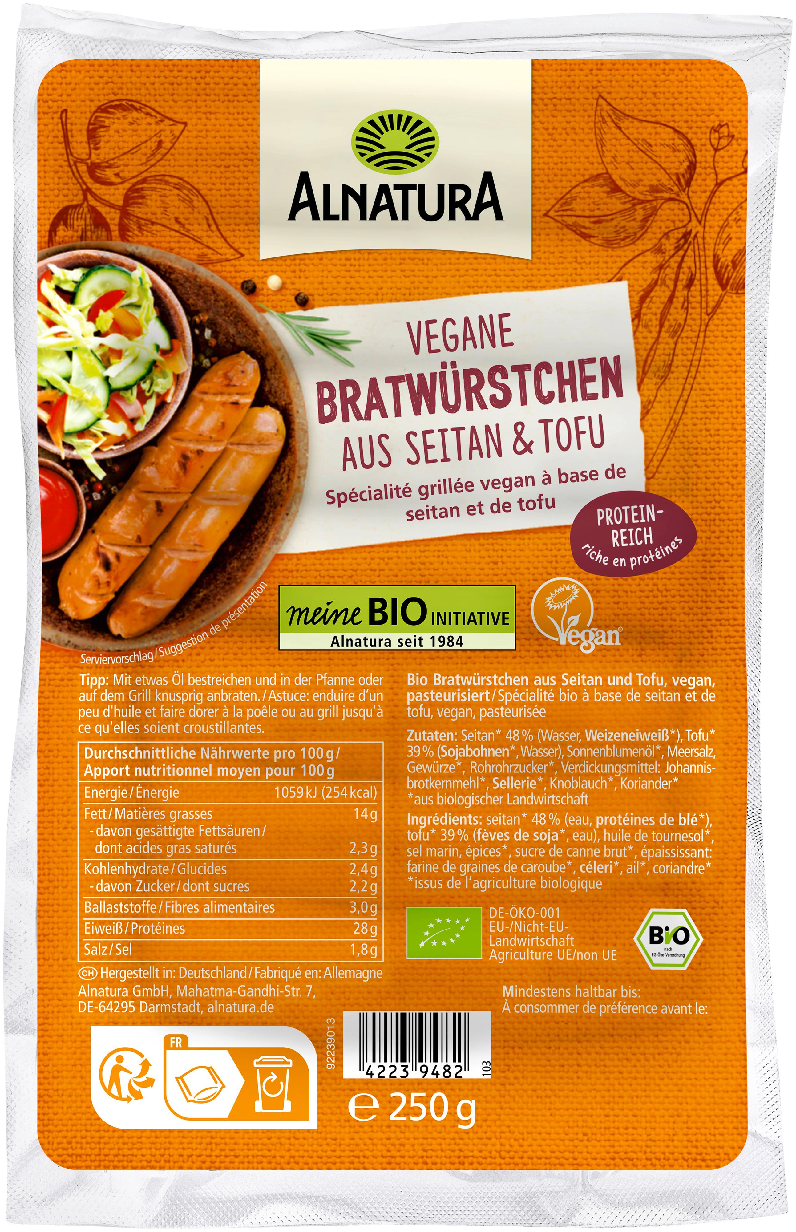 Alnatura Bio"Bratwürstchen"vegan, haltbar