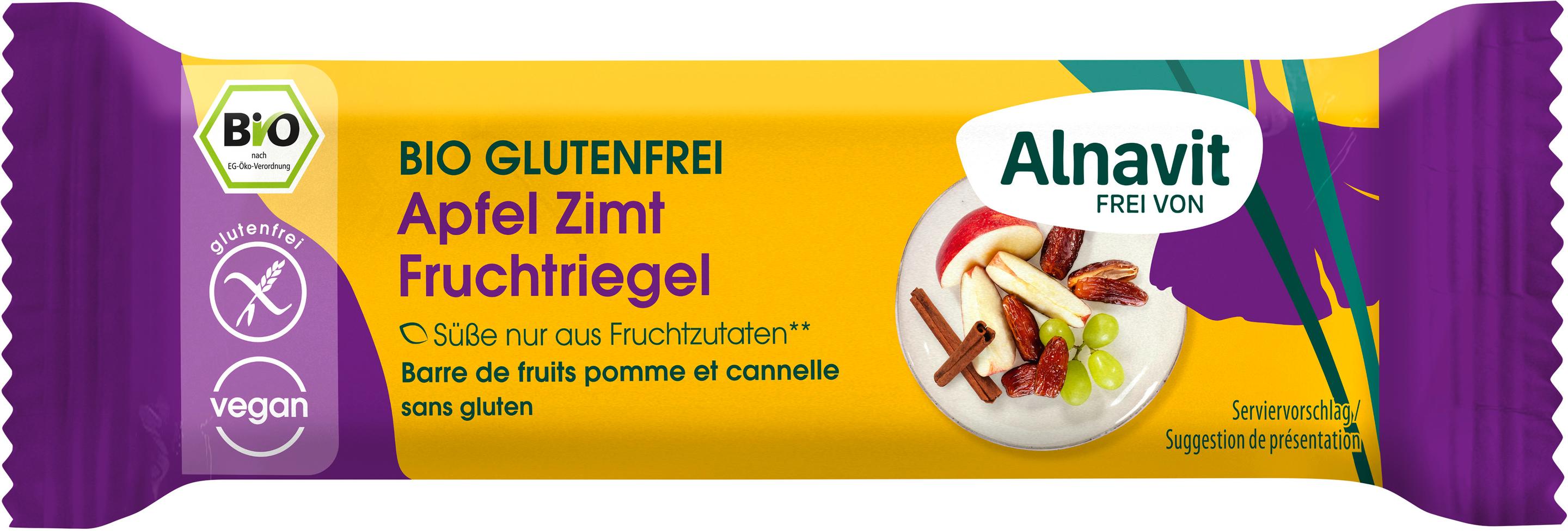 Alnavit Bio Apfel Zimt Fruchtriegel glutenfrei