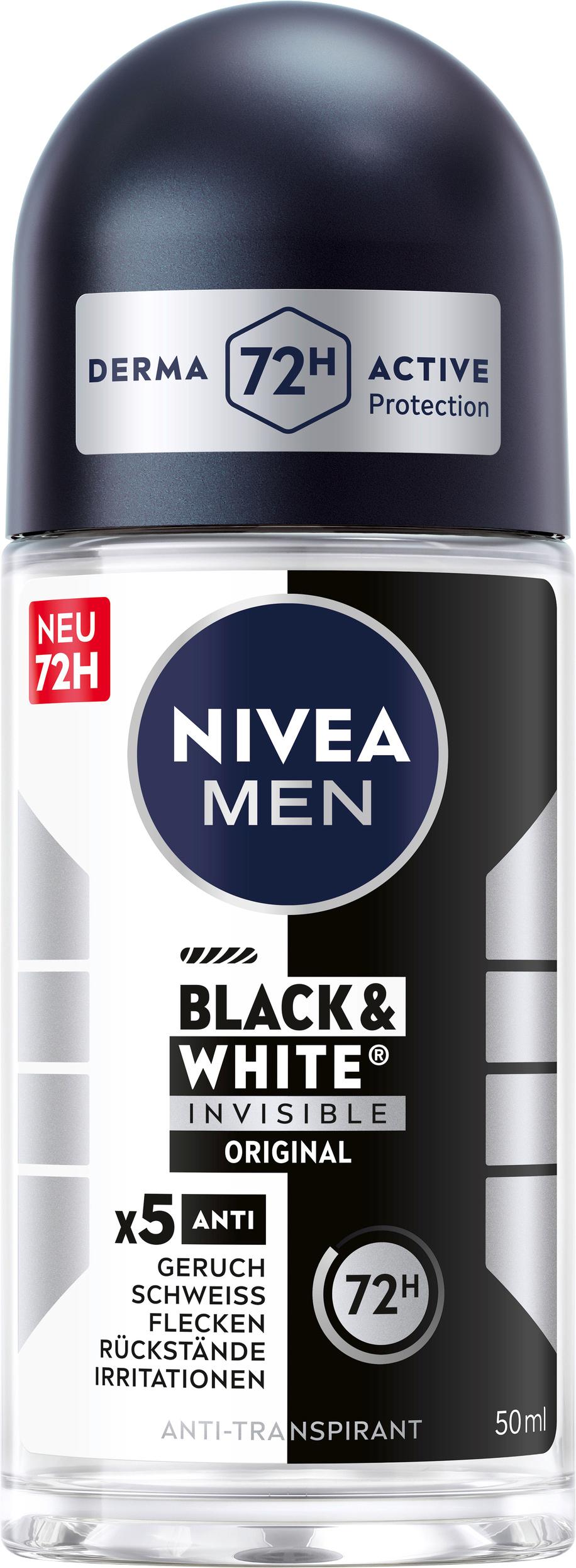 NIVEA MEN Deo Roll-On Black+White Invisible Original Anti-Transpirant