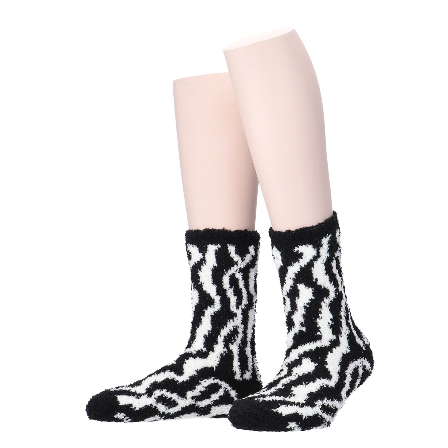 MOVE UP Damen Kuschelsocken Zebra