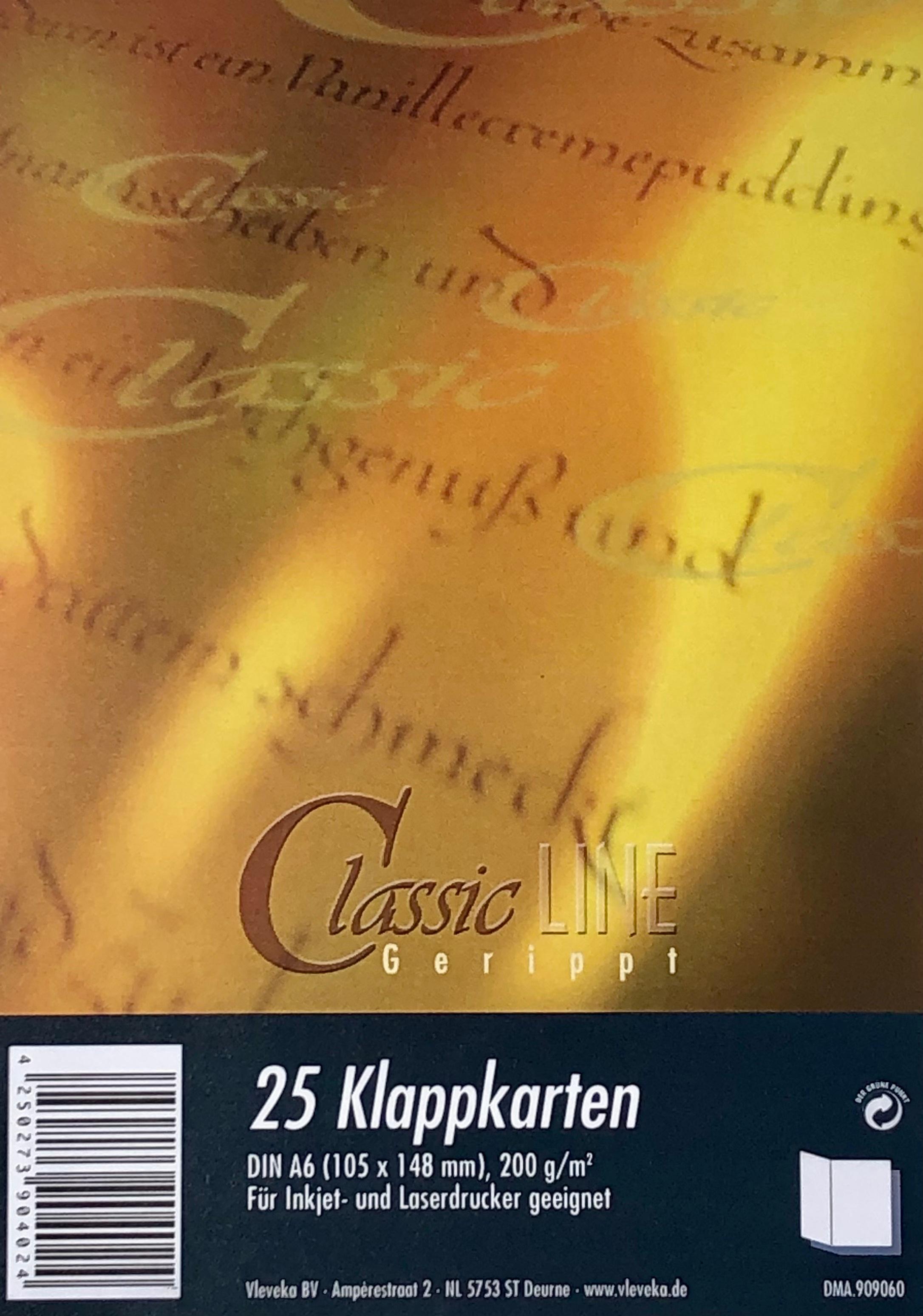 ClassicLINE Briefkarten gerippt A6 DL creme 25 StÃ¼ck