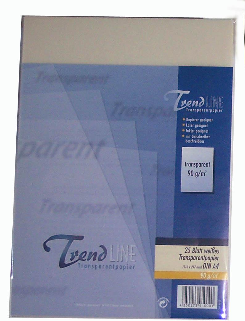 TrendLINE Transparentpapier A4 90g transparent-weiß 25 Blatt