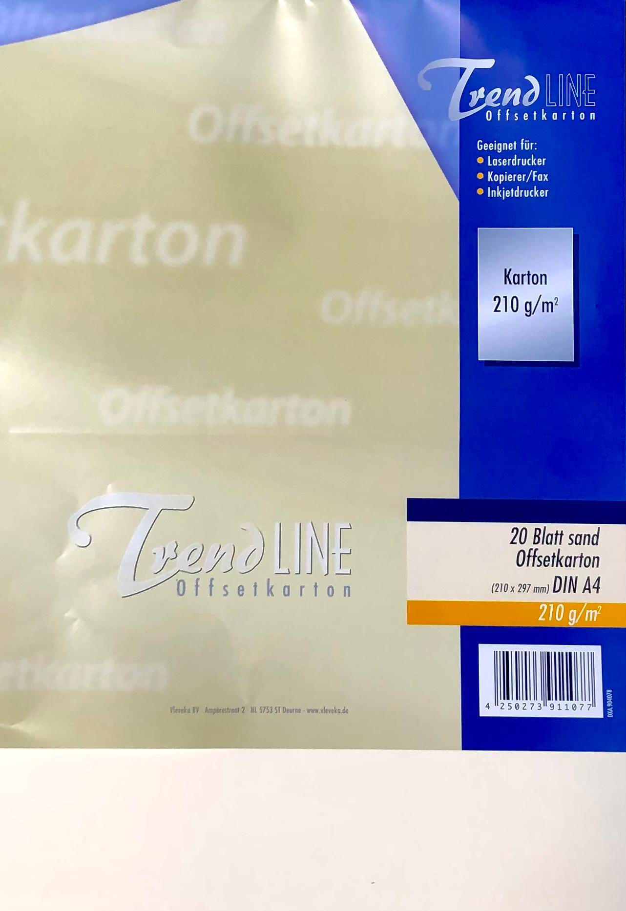 TrendLINE Universalpapier A4 210g creme 20 Blatt