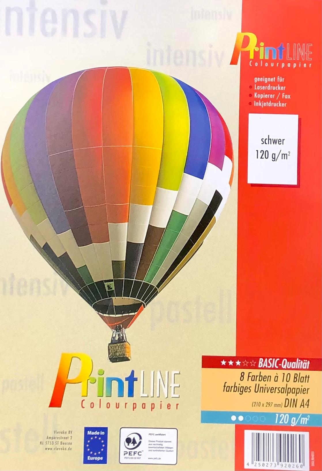PrintLINE Universalpapier A4 Farbmix 120g 80 Blatt