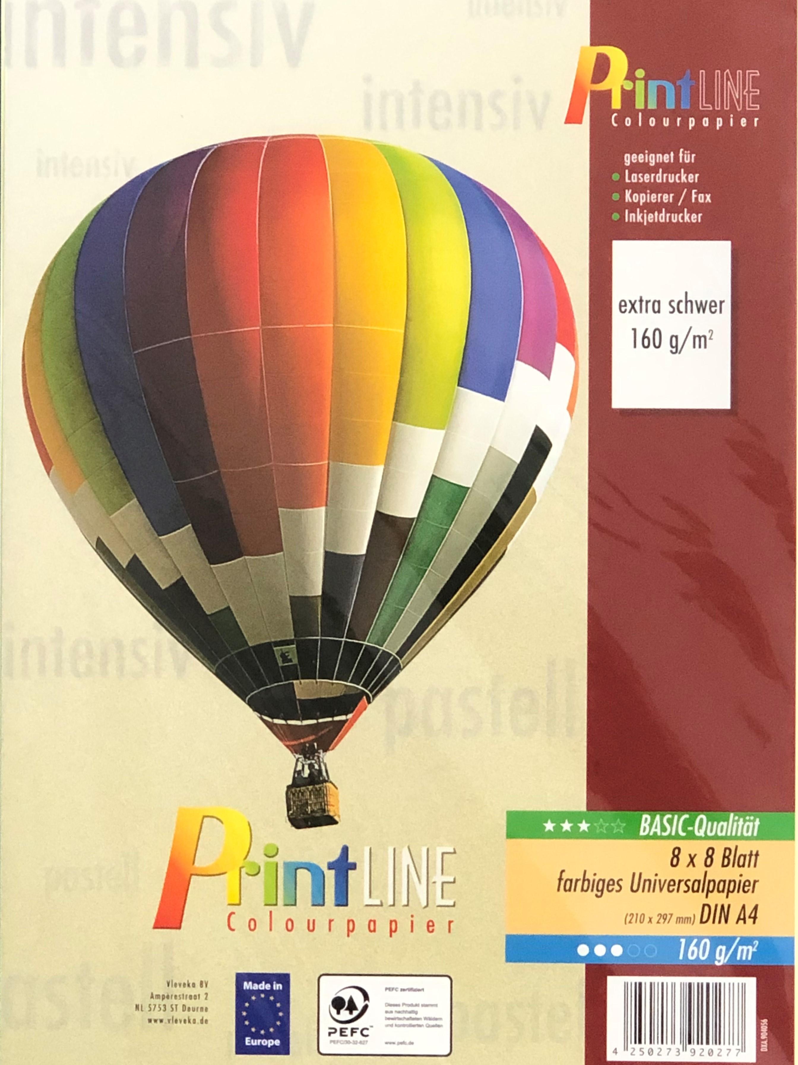 PrintLINE Universalpapier A4 Farbmix 160g 64 Blatt