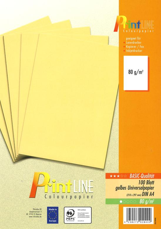 PrintLINE Universalpapier gelb A4 BASIC 80g/m²
