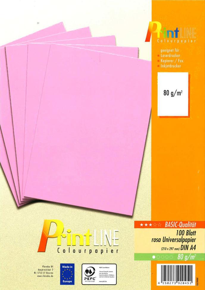 PrintLINE Colour-Universalpapier A4 rosa 80g/m²