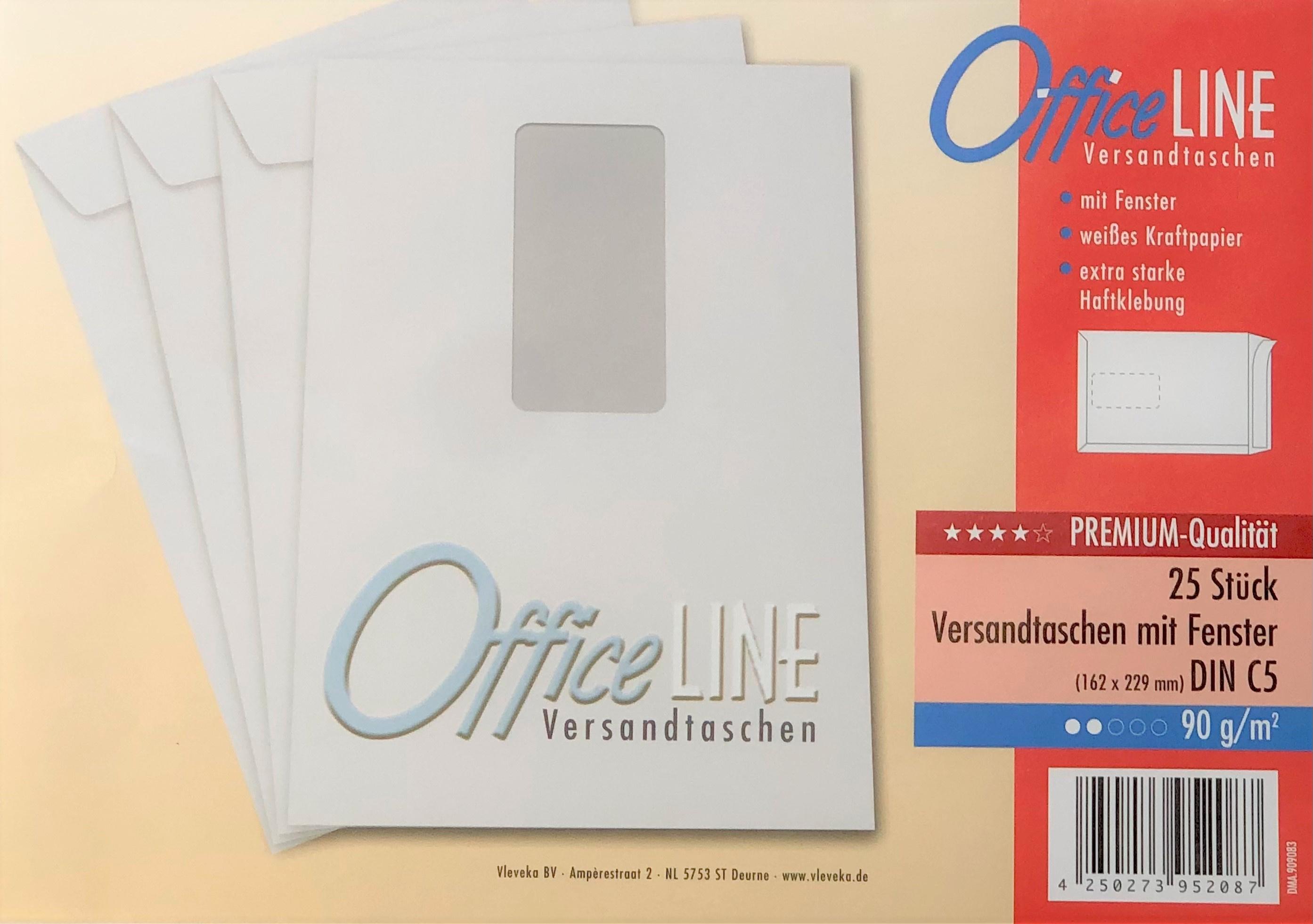 OfficeLINE Versandtasche C5 mit Fenster 90g weiß 25 Stück