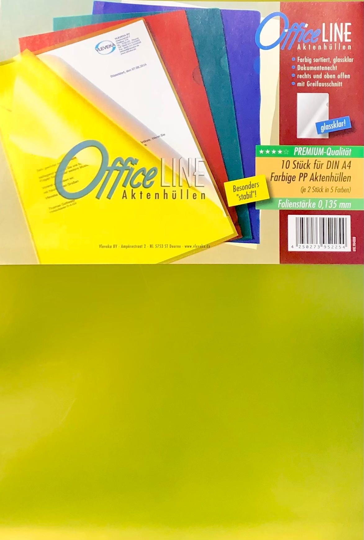 OfficeLINE Aktenhüllen A4 farbig sortiert glasklar 10 Stück