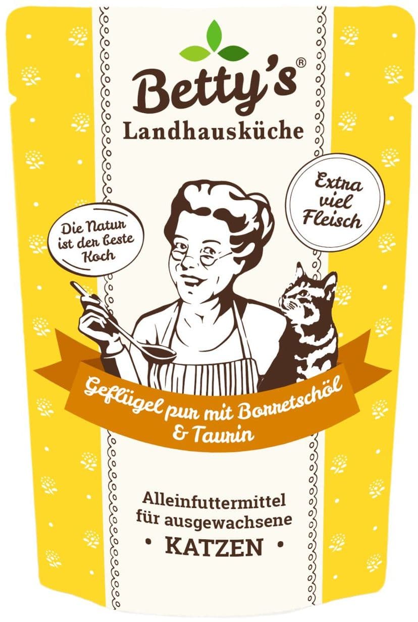 Betty's Landhausküche Katzennassfutter Geflügel pur mit Borretschöl