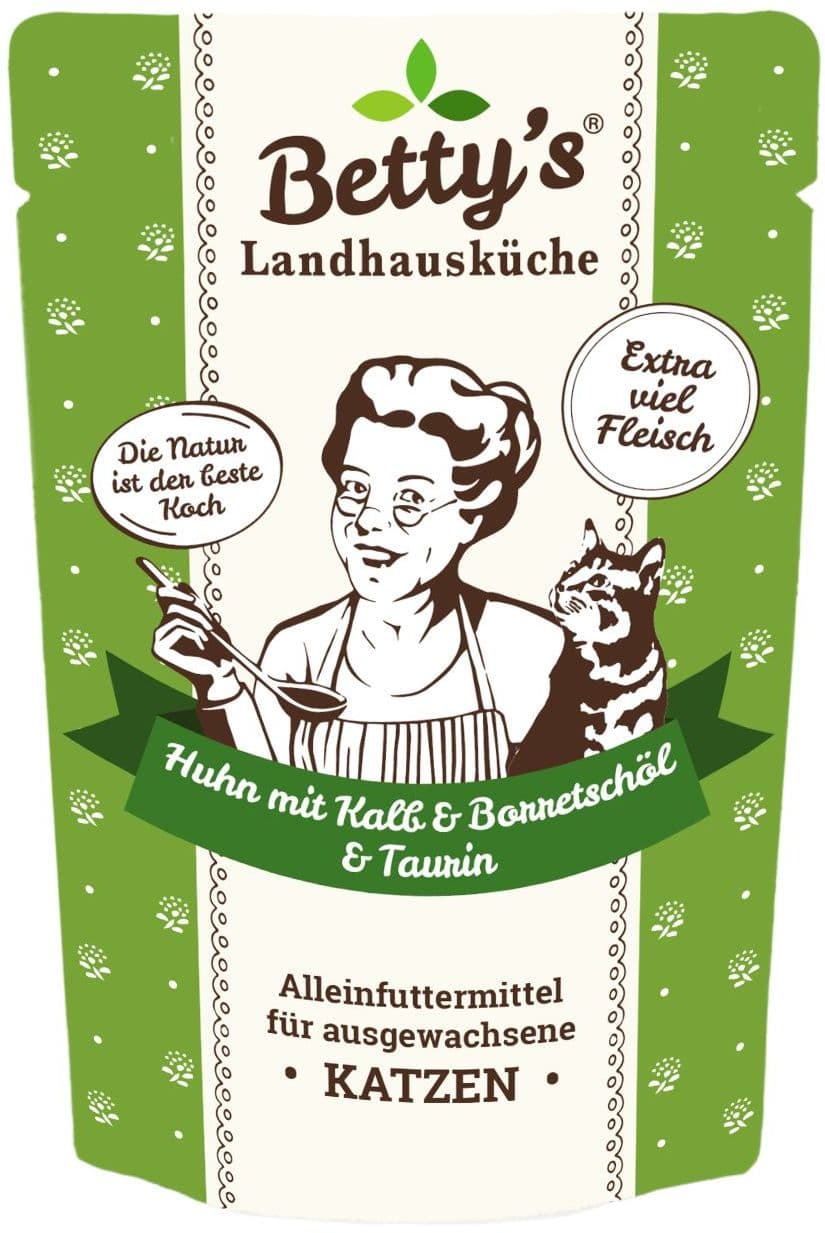Betty's Landhausküche Katzennassfutter Huhn mit Kalb & Borretschöl