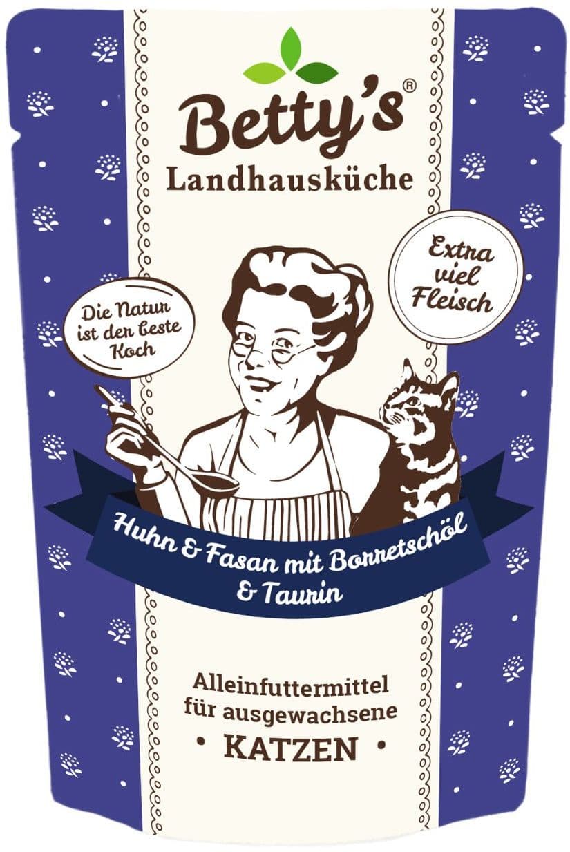 Betty's Landhausküche Katzennassfutter Huhn & Fasan mit Borretschöl