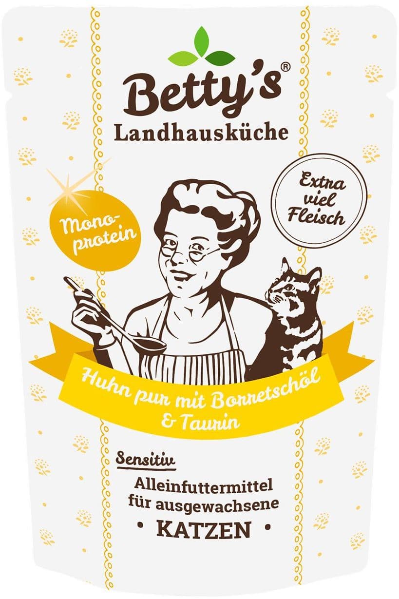 Betty's Landhausküche Katzennassfutter Sensitiv Huhn pur & Borretschöl